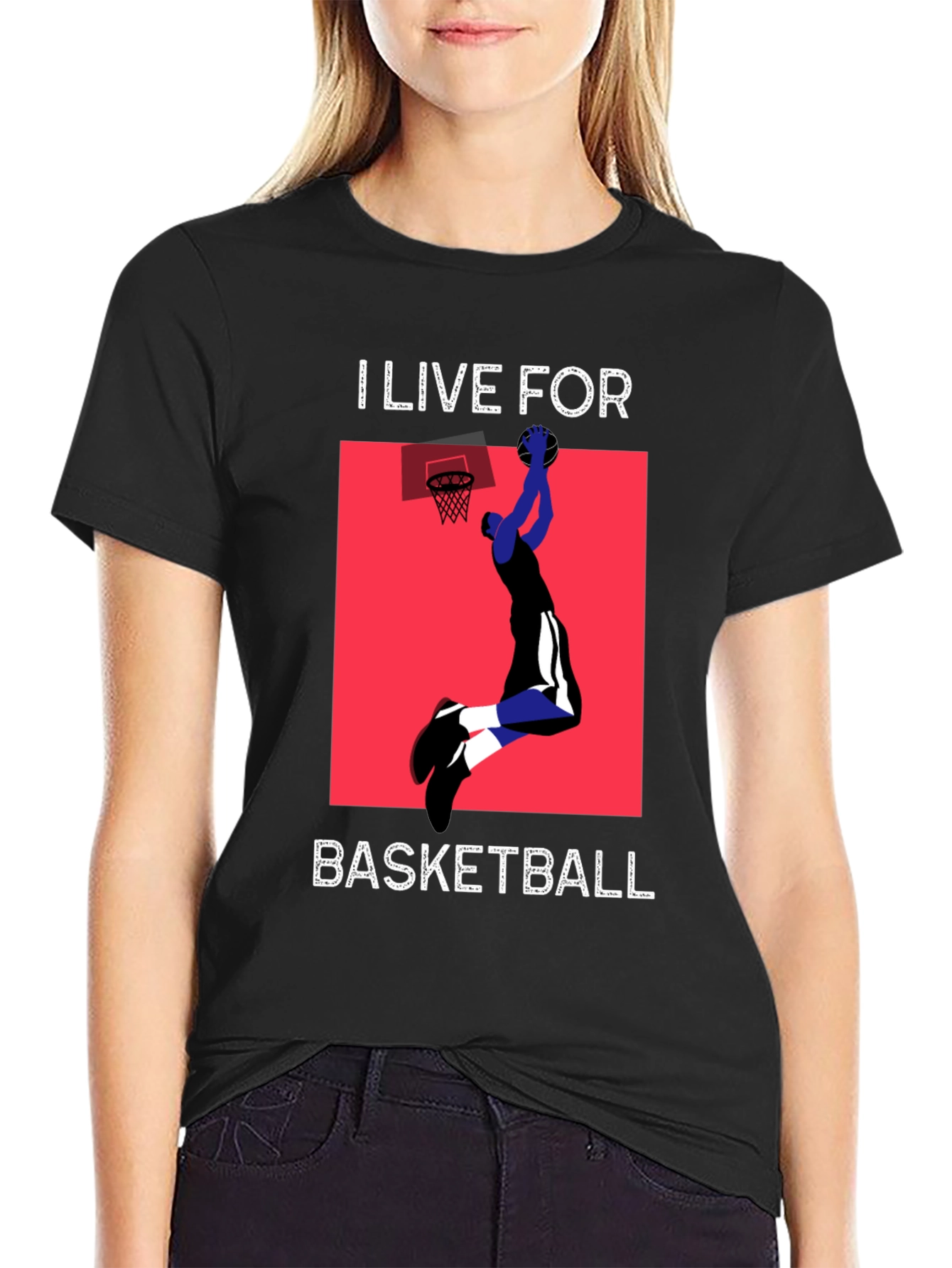 I Live For Basketball Black Graphic Tee