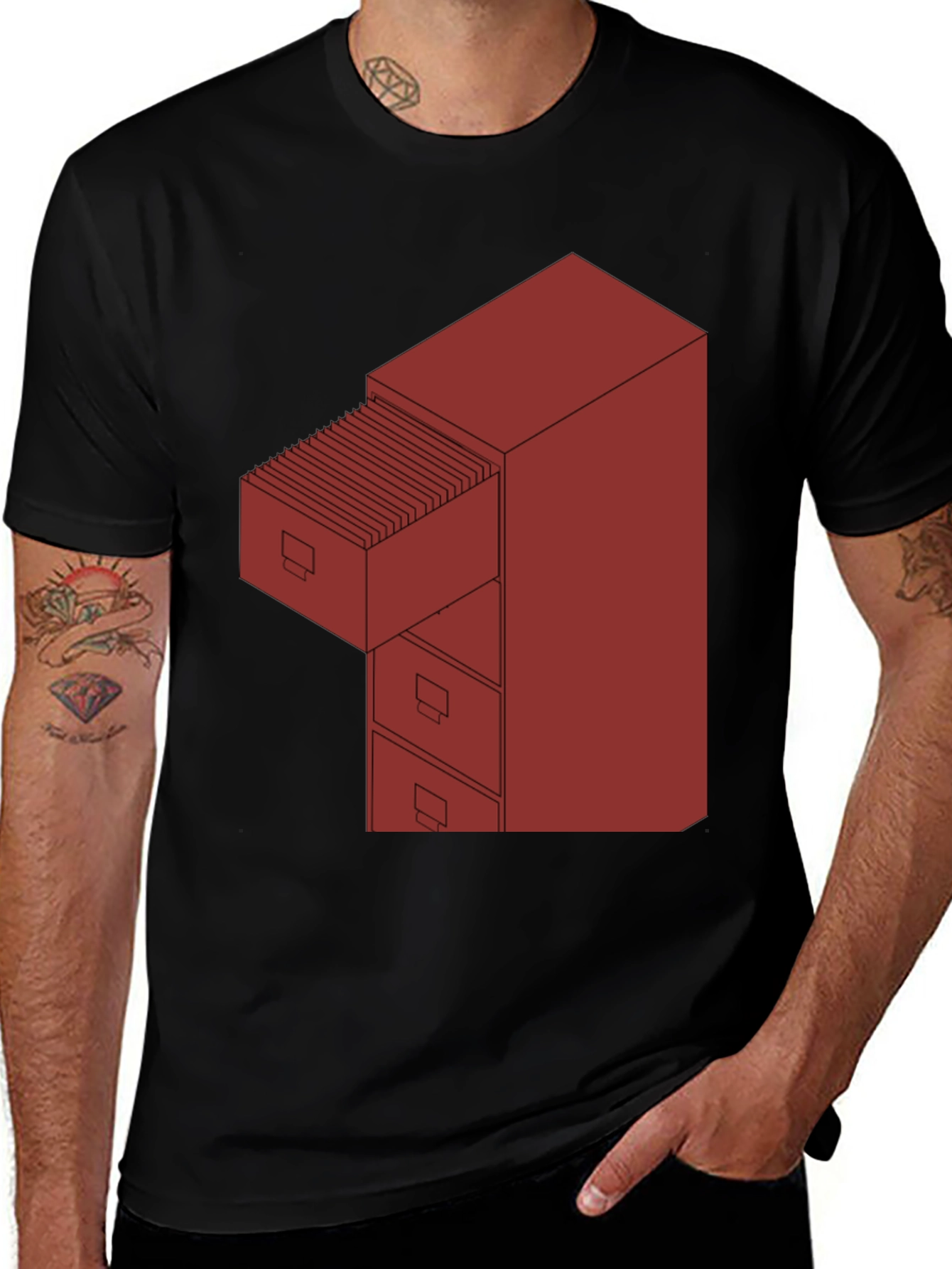 File Cabinet Graphic Tee - Black Casual Shirt