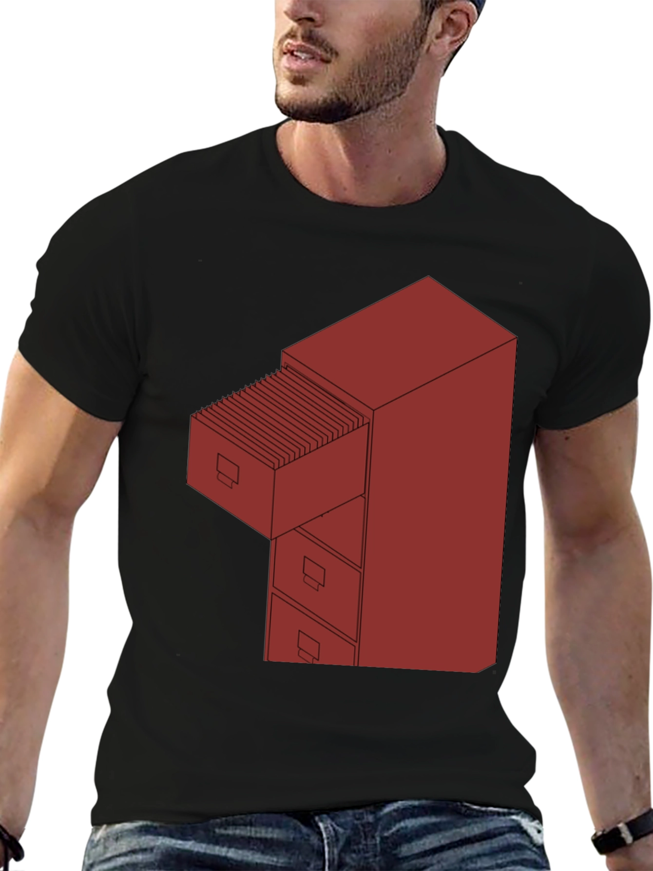 File Cabinet Graphic Tee - Black Casual Shirt