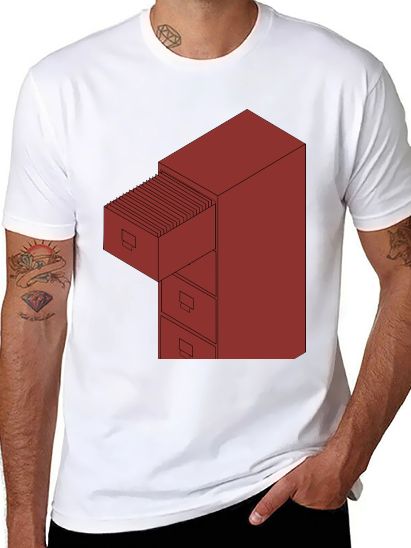 File Cabinet Graphic Tee - Black Casual Shirt