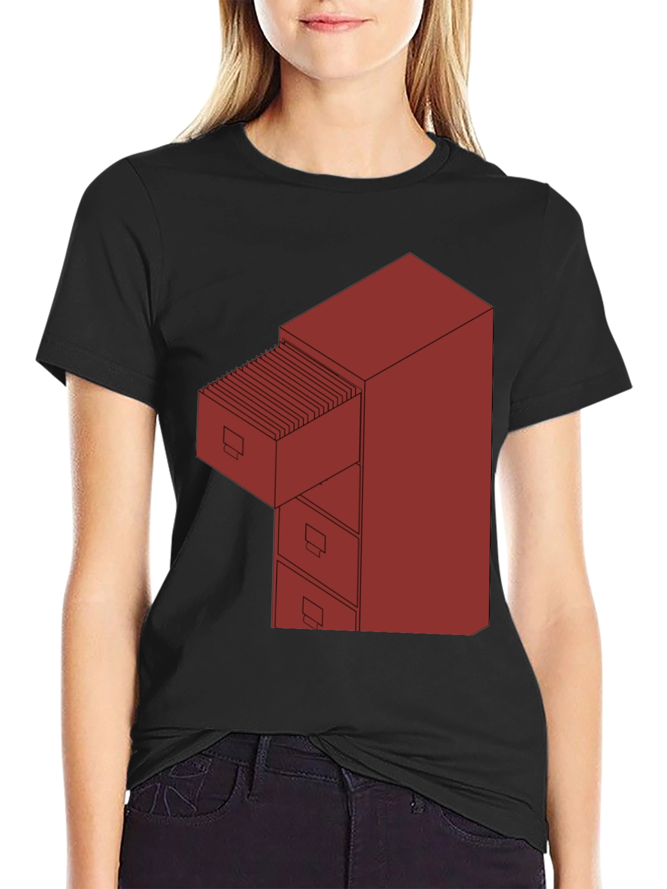 File Cabinet Graphic Tee - Black Casual Shirt