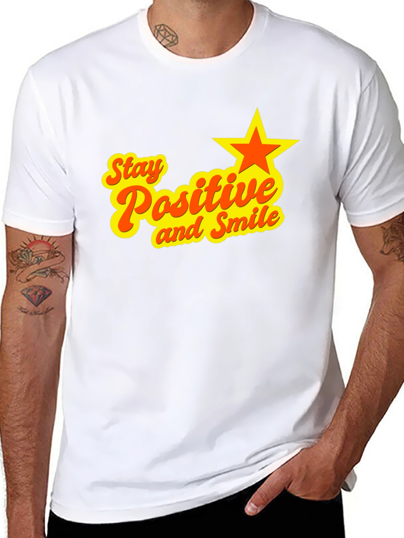 Stay Positive and Smile Black Graphic Tee