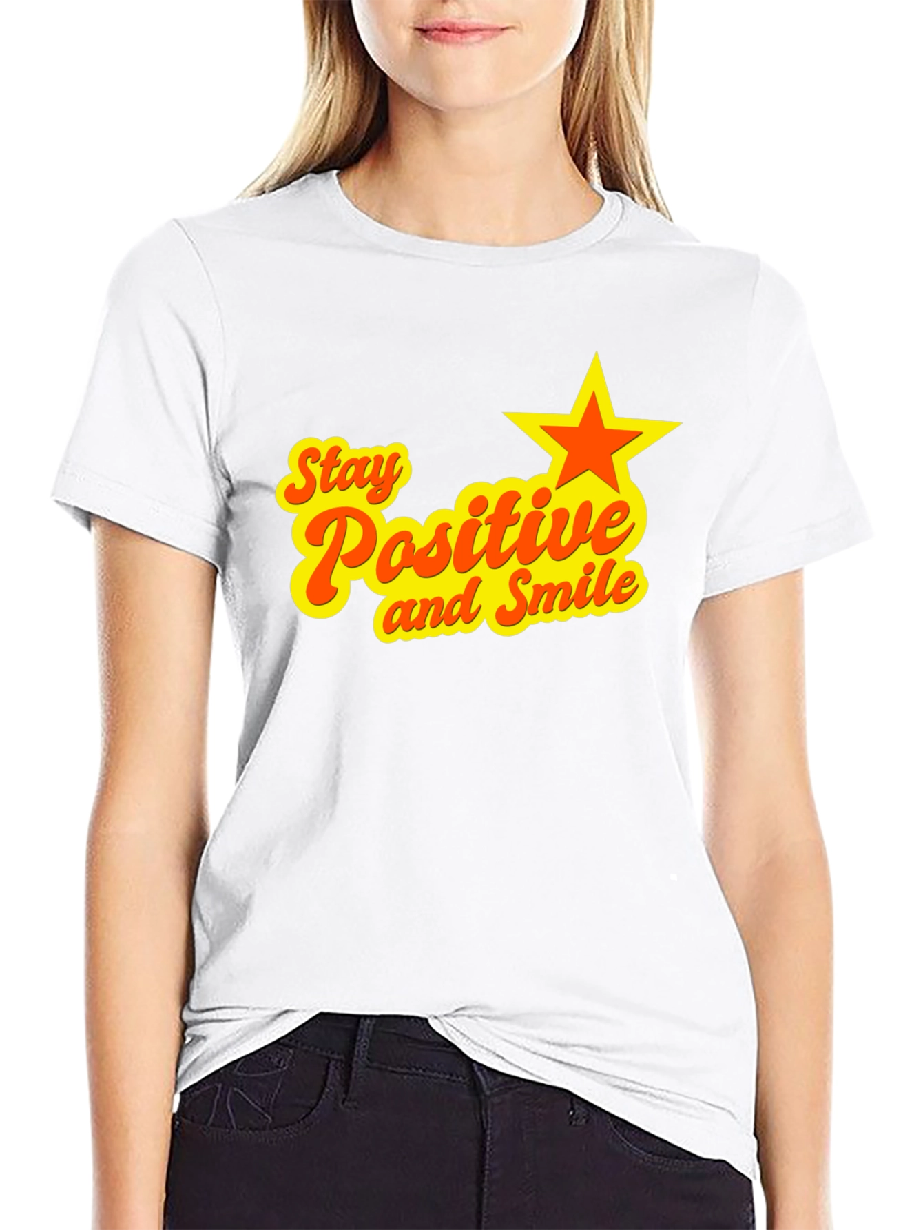 Stay Positive and Smile Black Graphic Tee