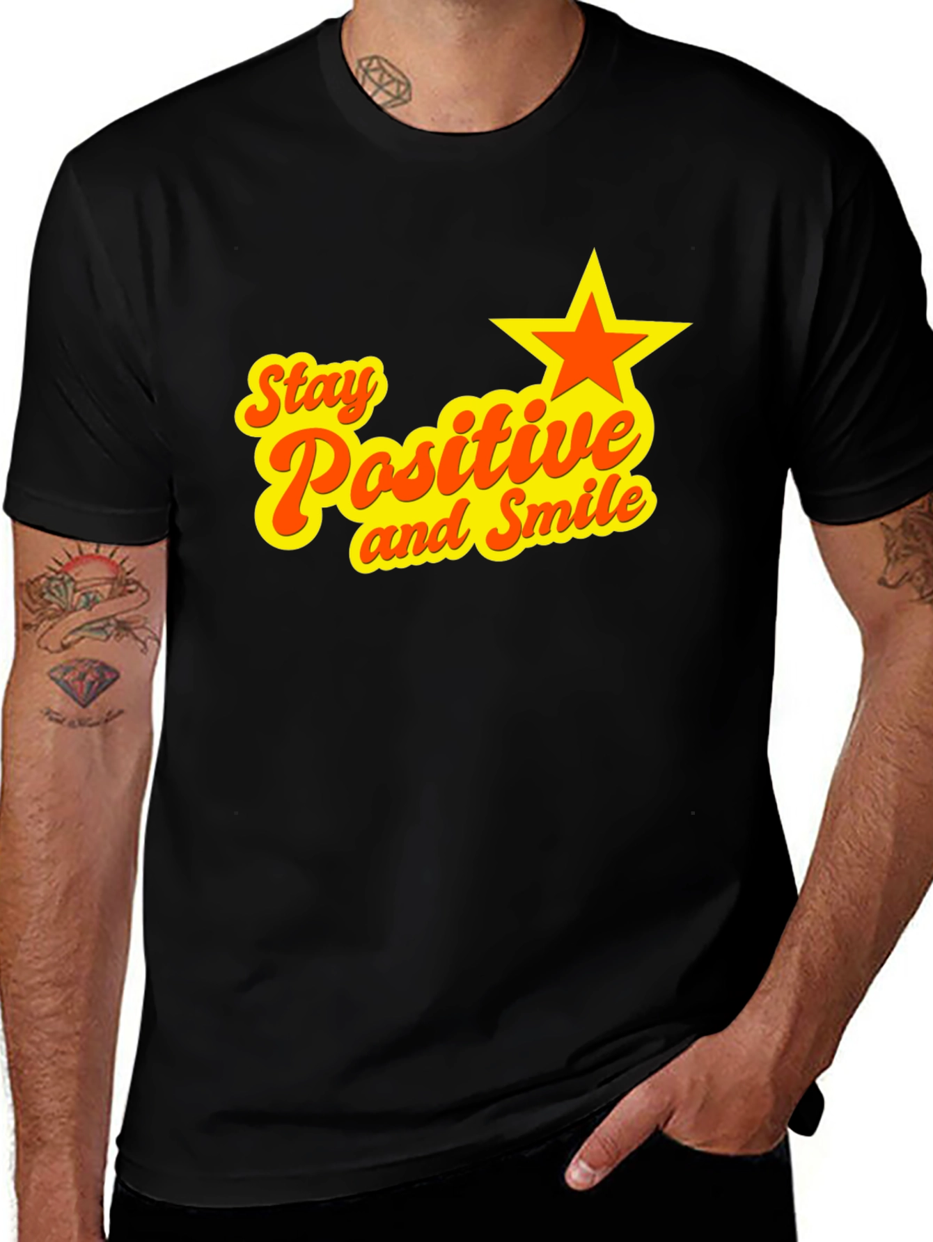 Stay Positive and Smile Black Graphic Tee