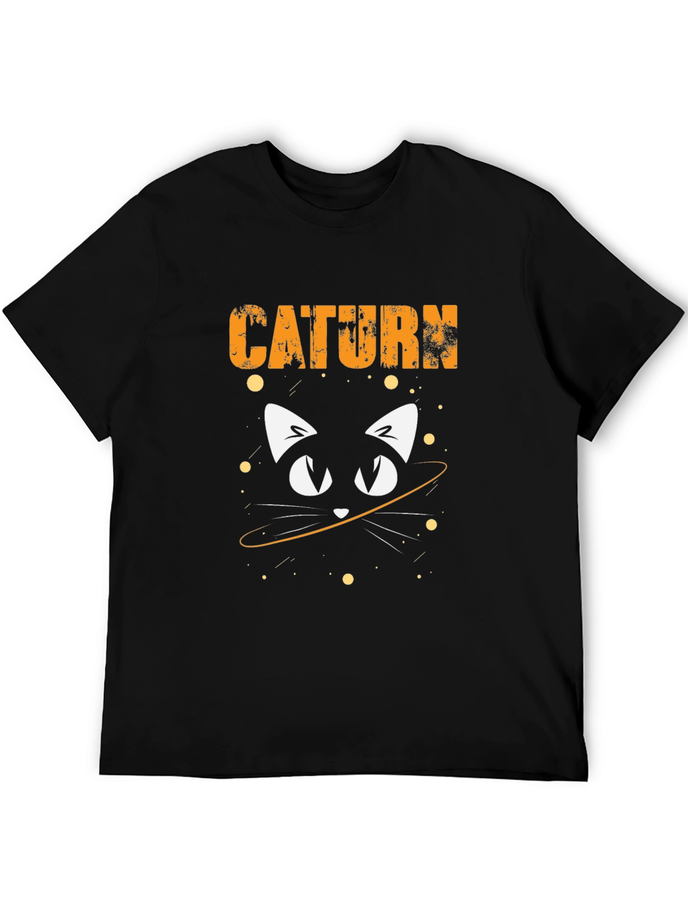 Caturn Black T-Shirt - Space Cat Tee