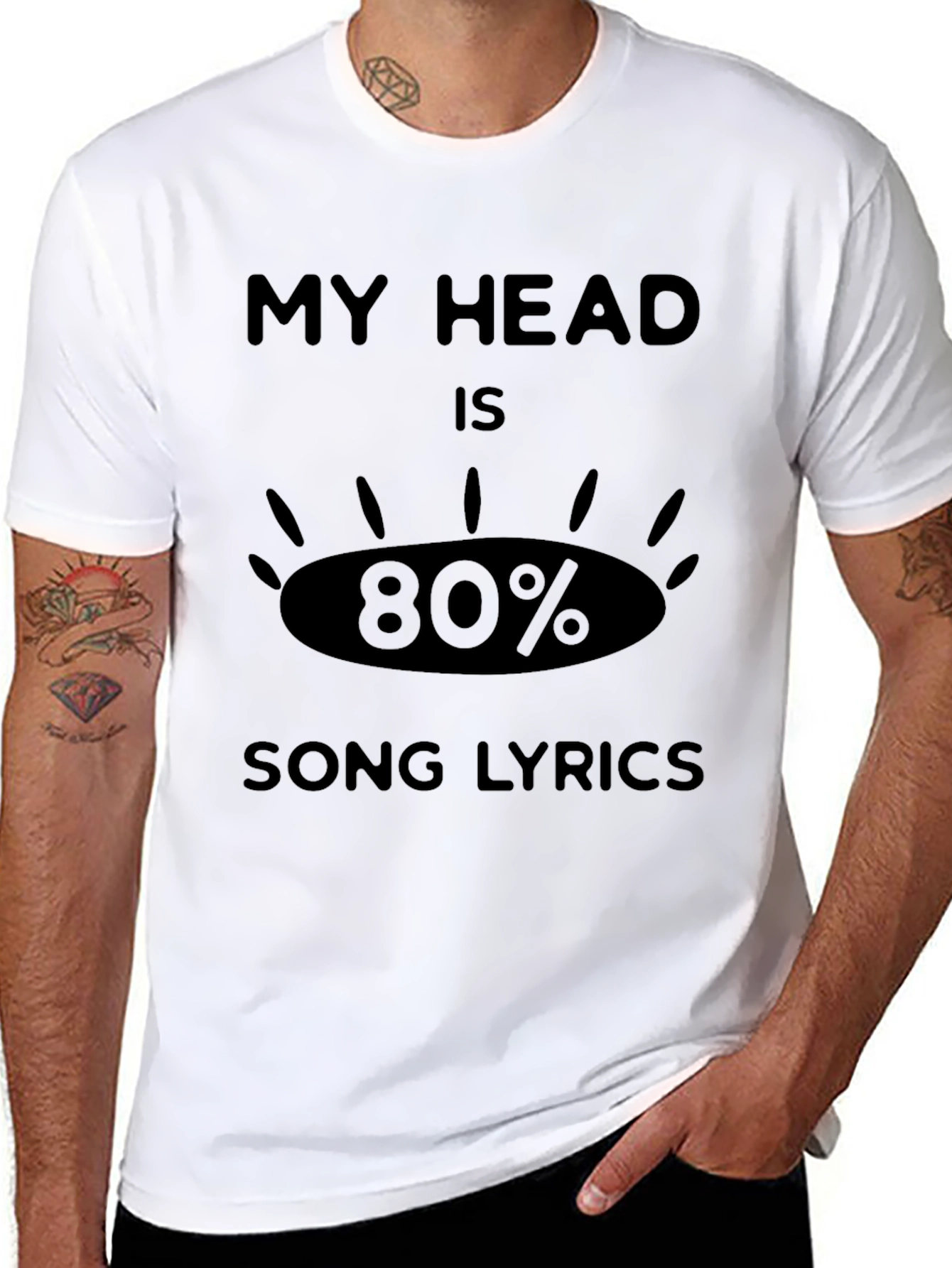 My Head Is 80% Song Lyrics Black T-Shirt