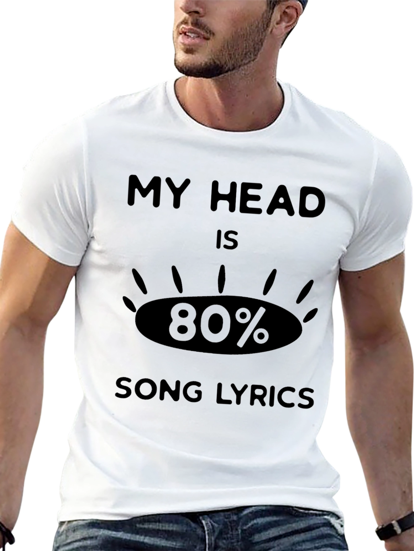 My Head Is 80% Song Lyrics Black T-Shirt