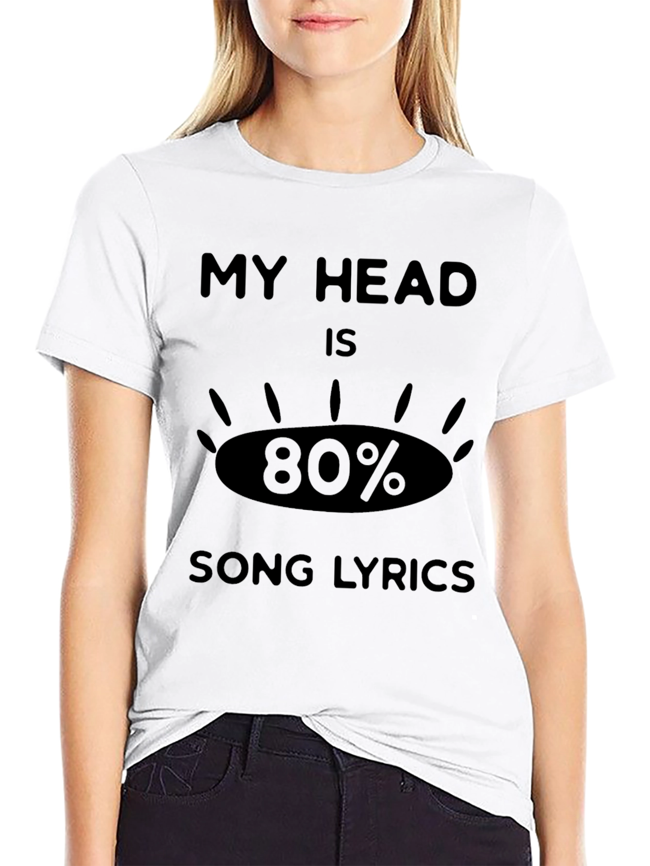 My Head Is 80% Song Lyrics Black T-Shirt
