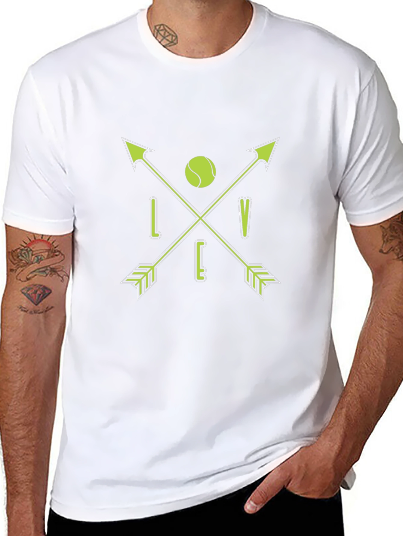 Tennis Love Arrows Graphic Black T-Shirt