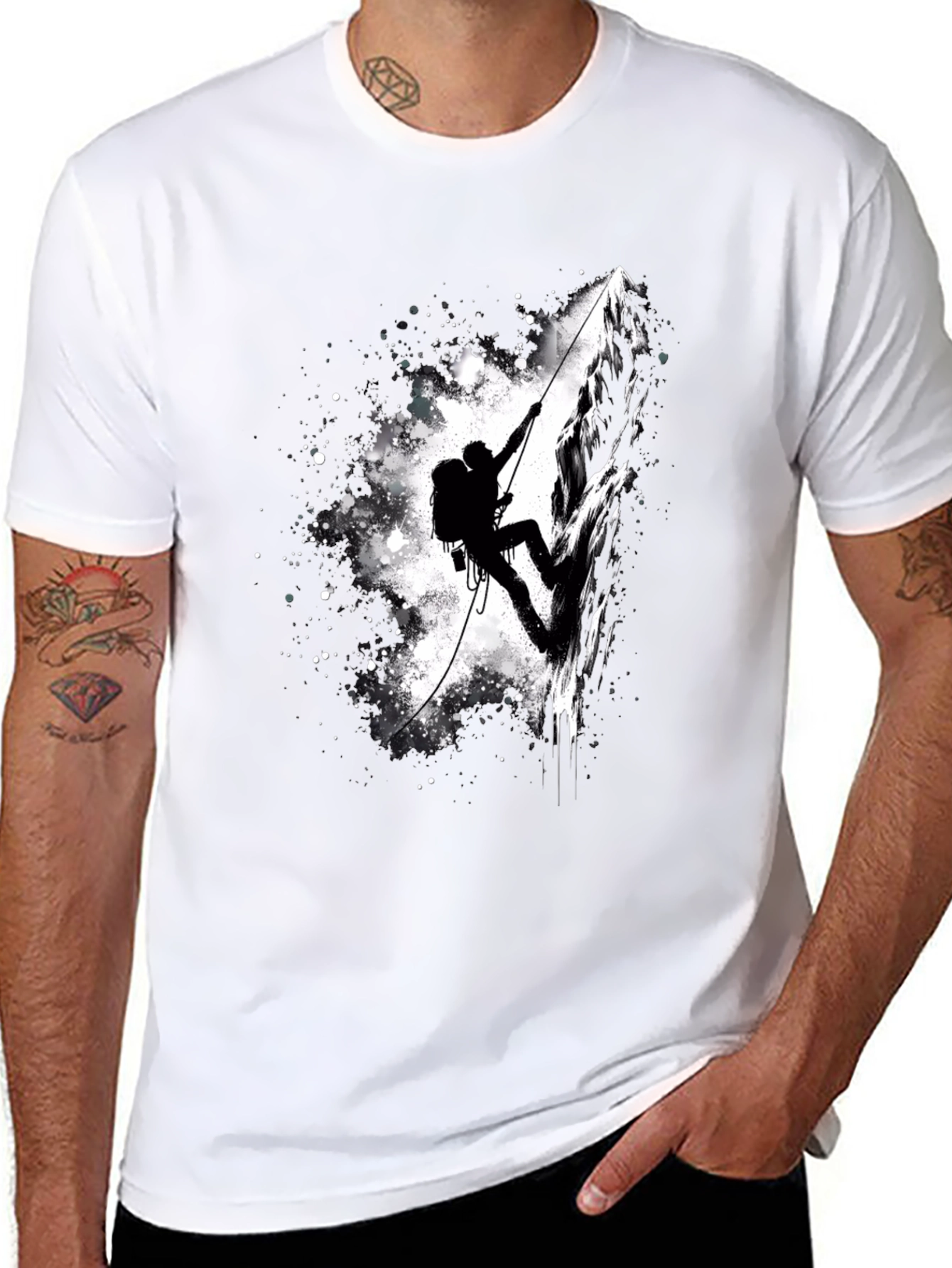 Mountain Climber Graphic Tee - Black Cotton Shirt