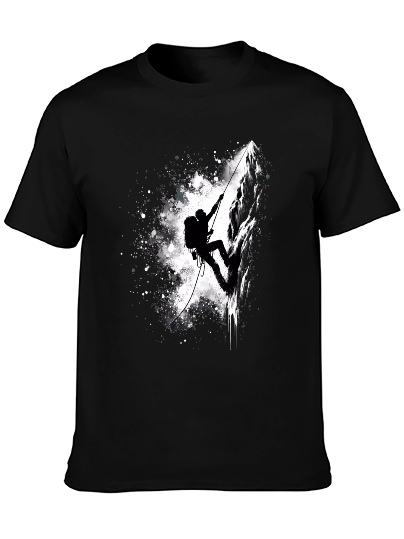Mountain Climber Graphic Tee - Black Cotton Shirt