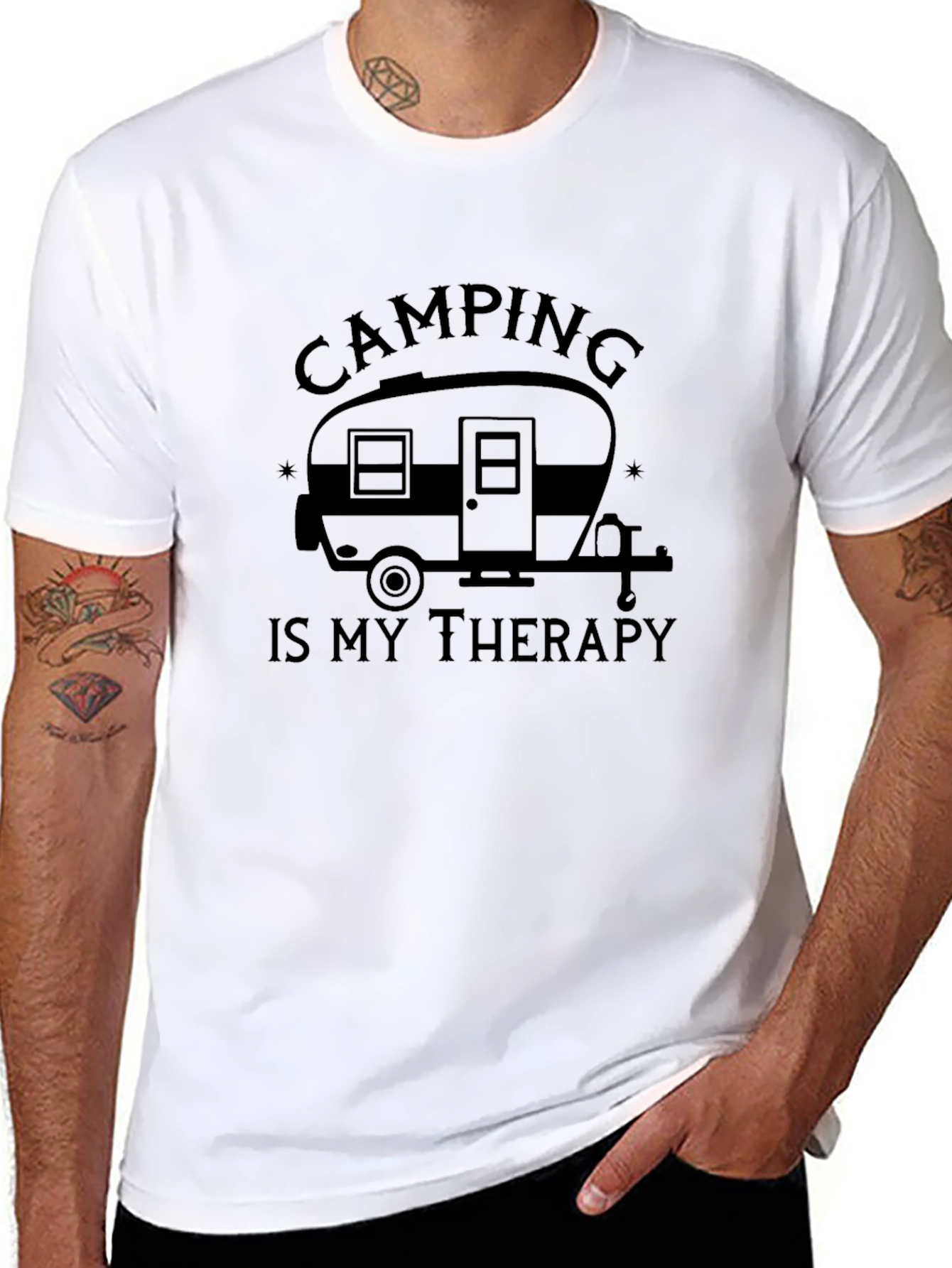 Camping Is My Therapy T-Shirt - Black