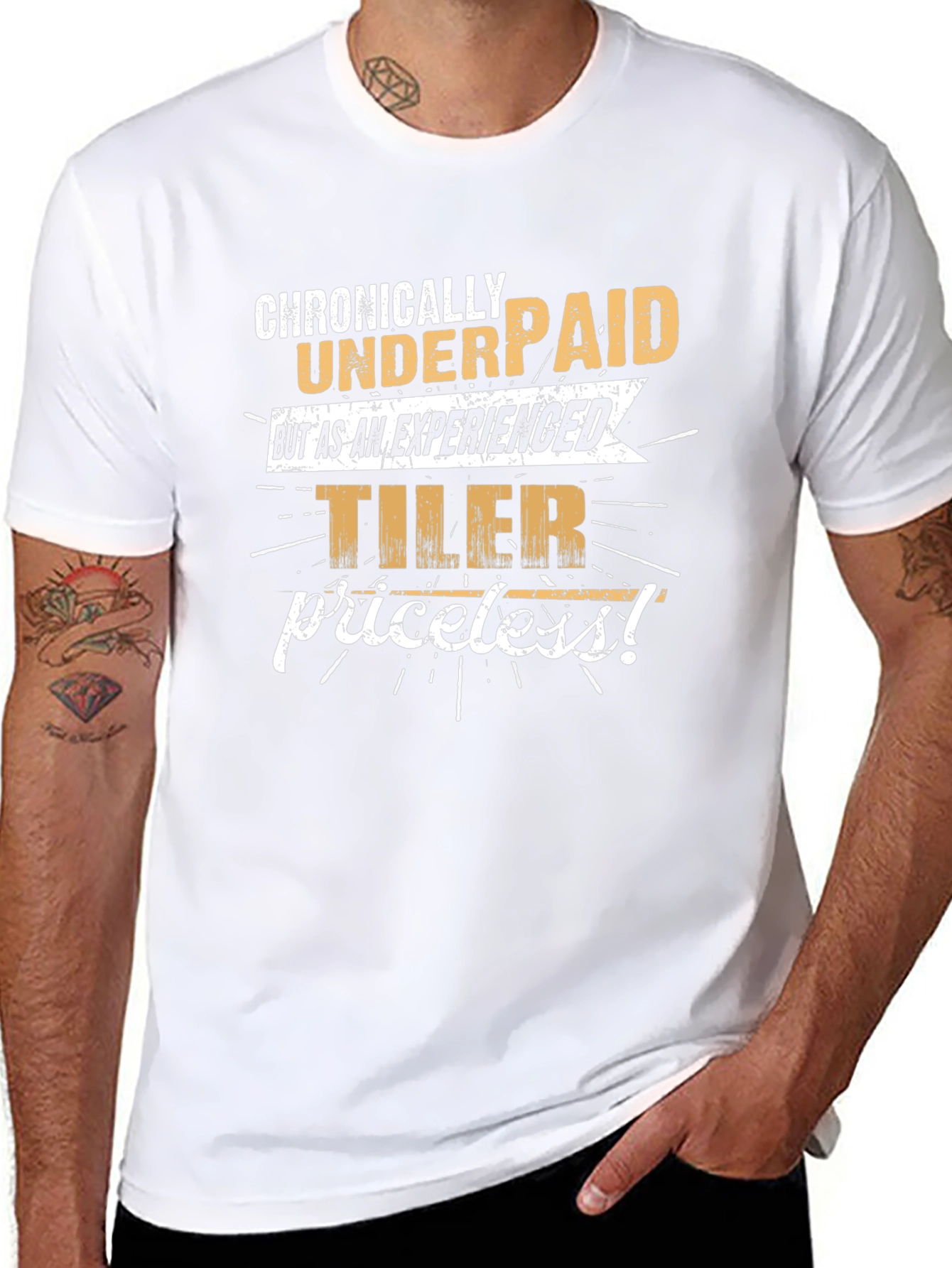 Chronically Underpaid Experienced Tiler Funny Black T-Shirt