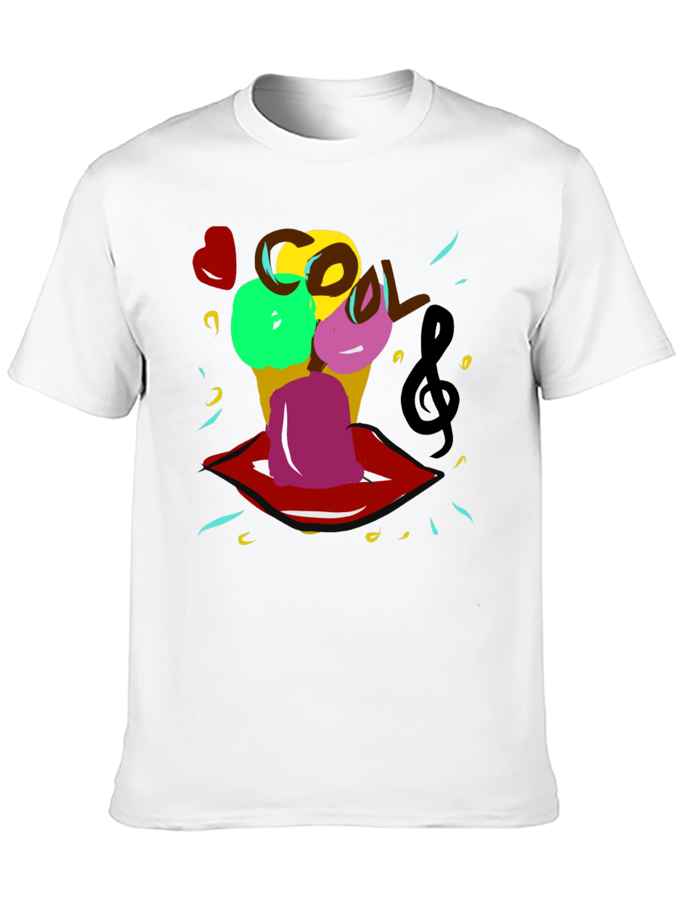 Cool Ice Cream Lips Graphic Tee - Black