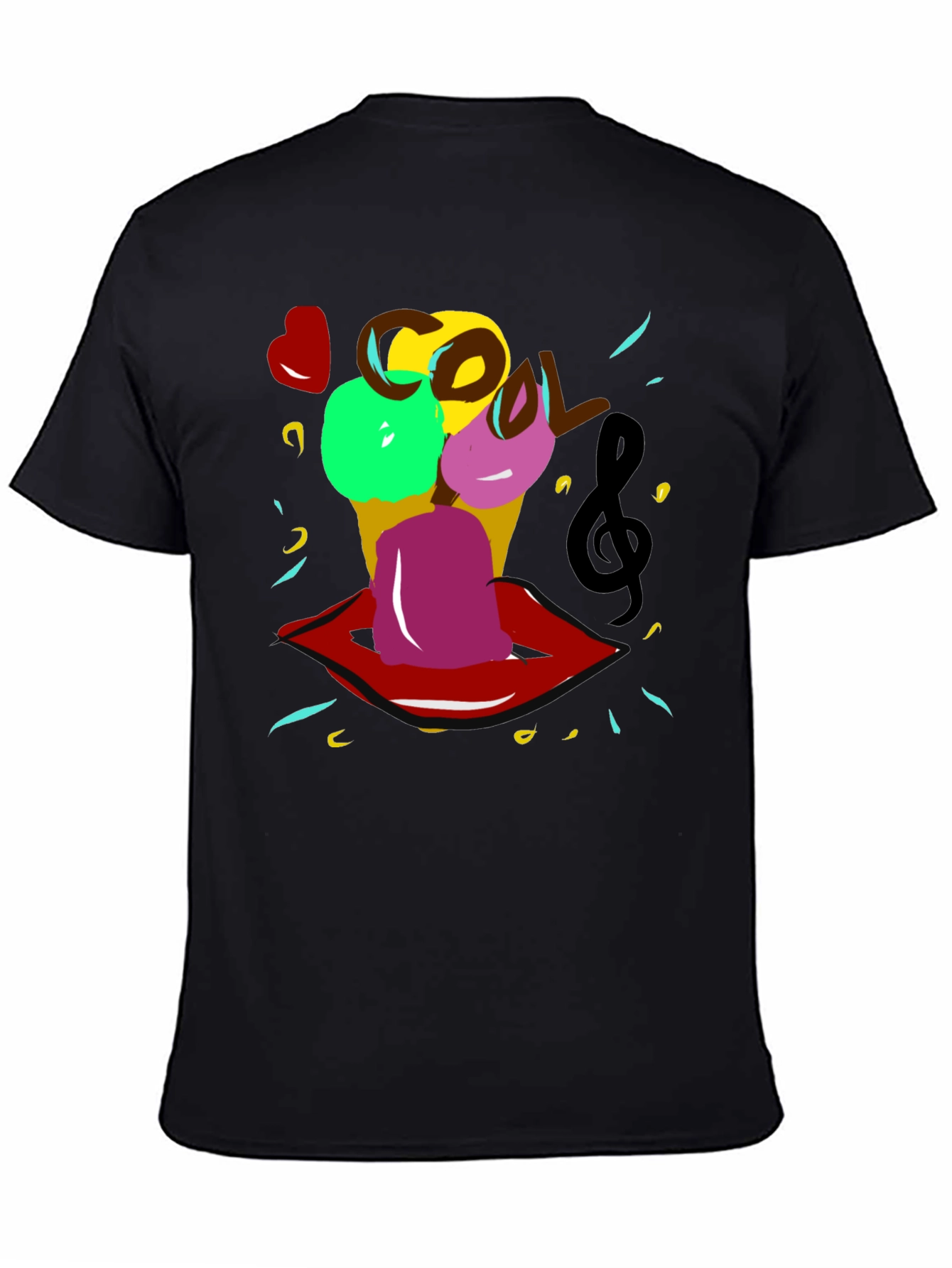 Cool Ice Cream Lips Graphic Tee - Black
