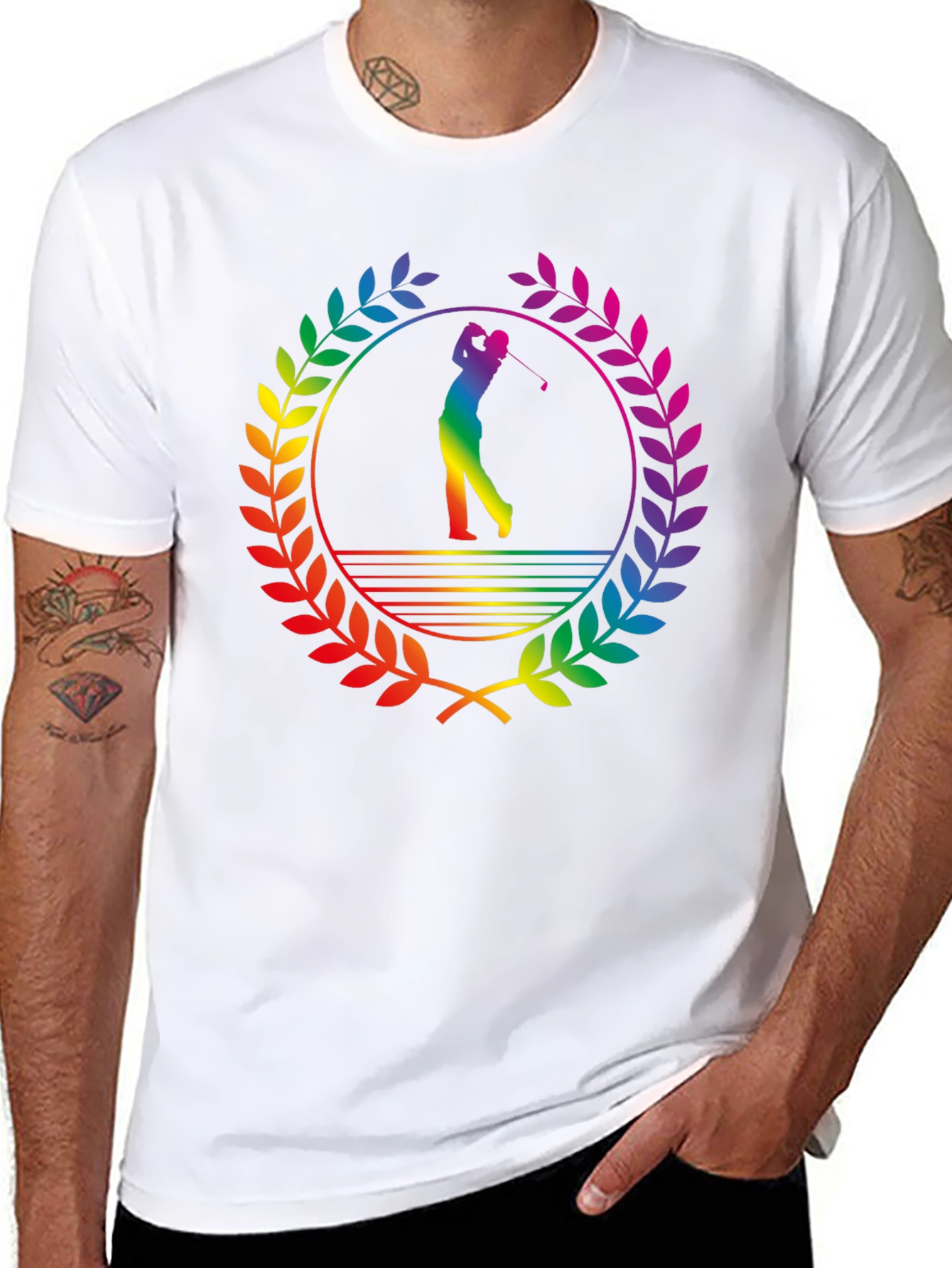 Rainbow Golfer T-Shirt - Sporty & Stylish