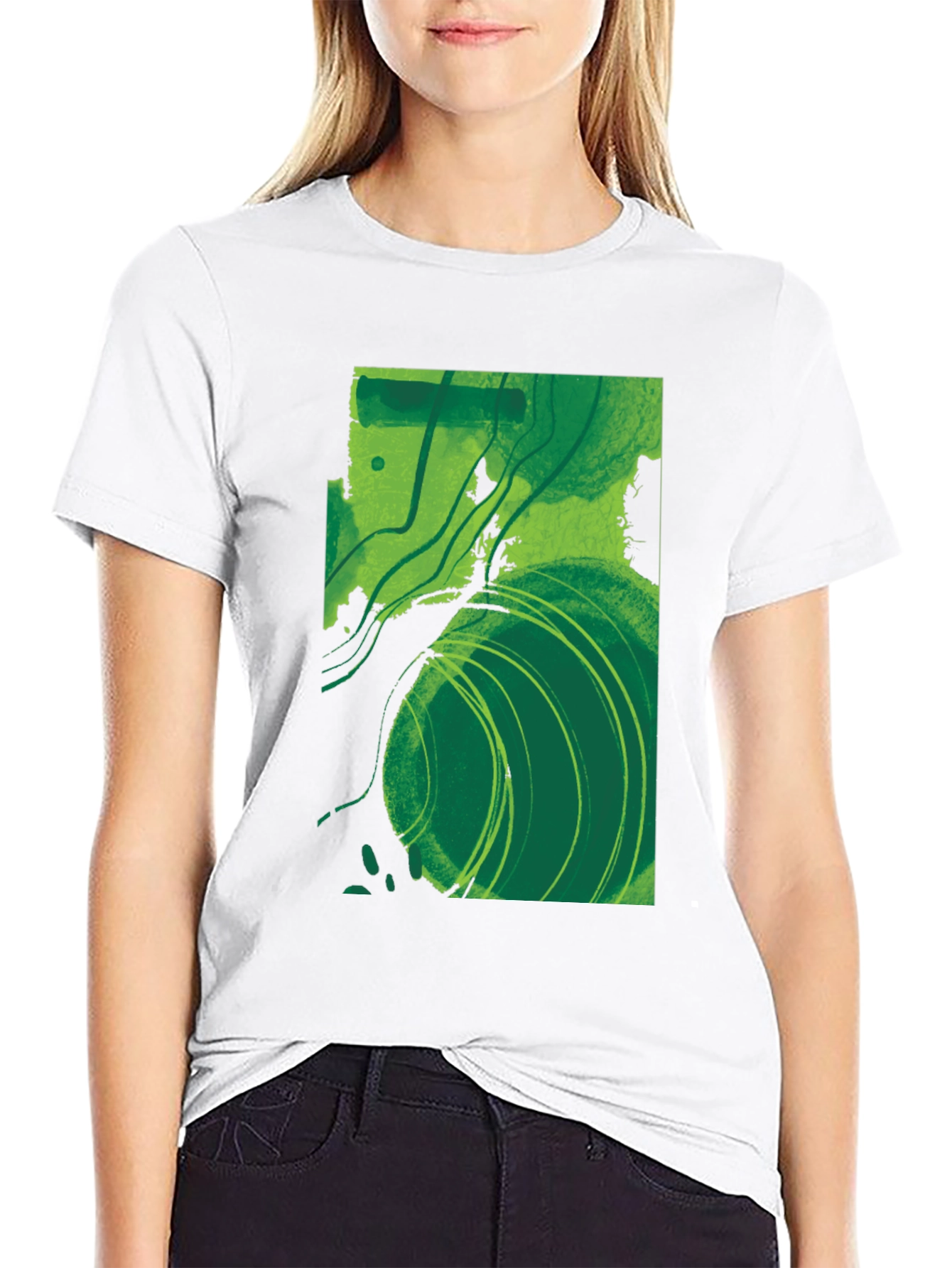 Abstract Green Graphic T-Shirt - Modern Art Tee