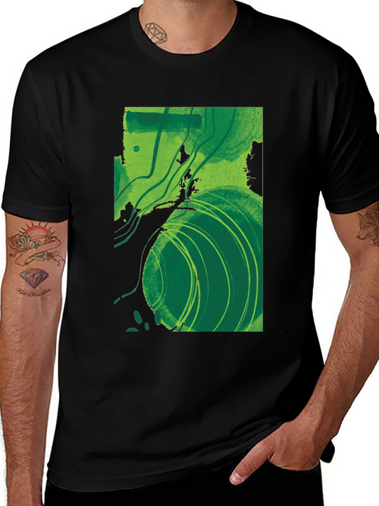 Abstract Green Graphic T-Shirt - Modern Art Tee