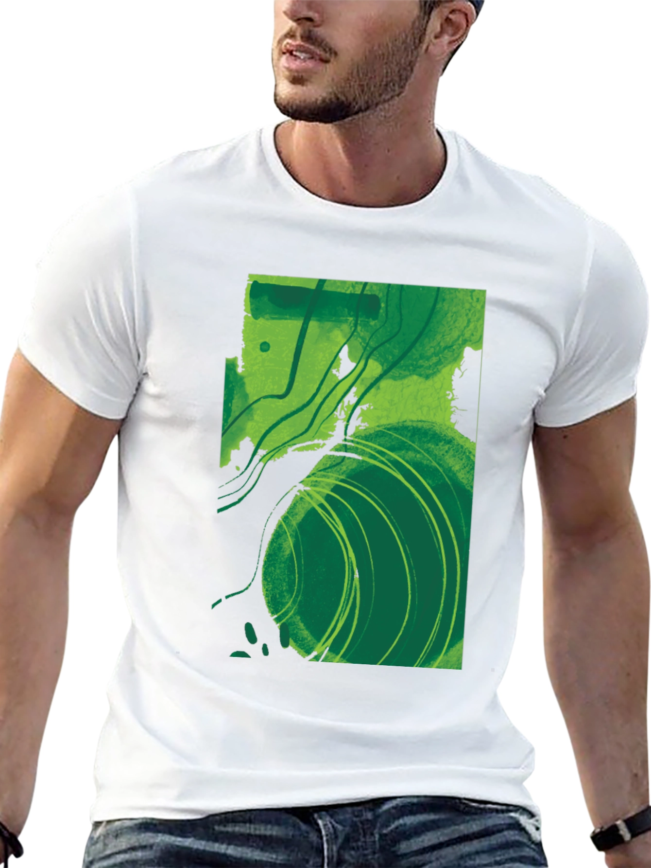 Abstract Green Graphic T-Shirt - Modern Art Tee