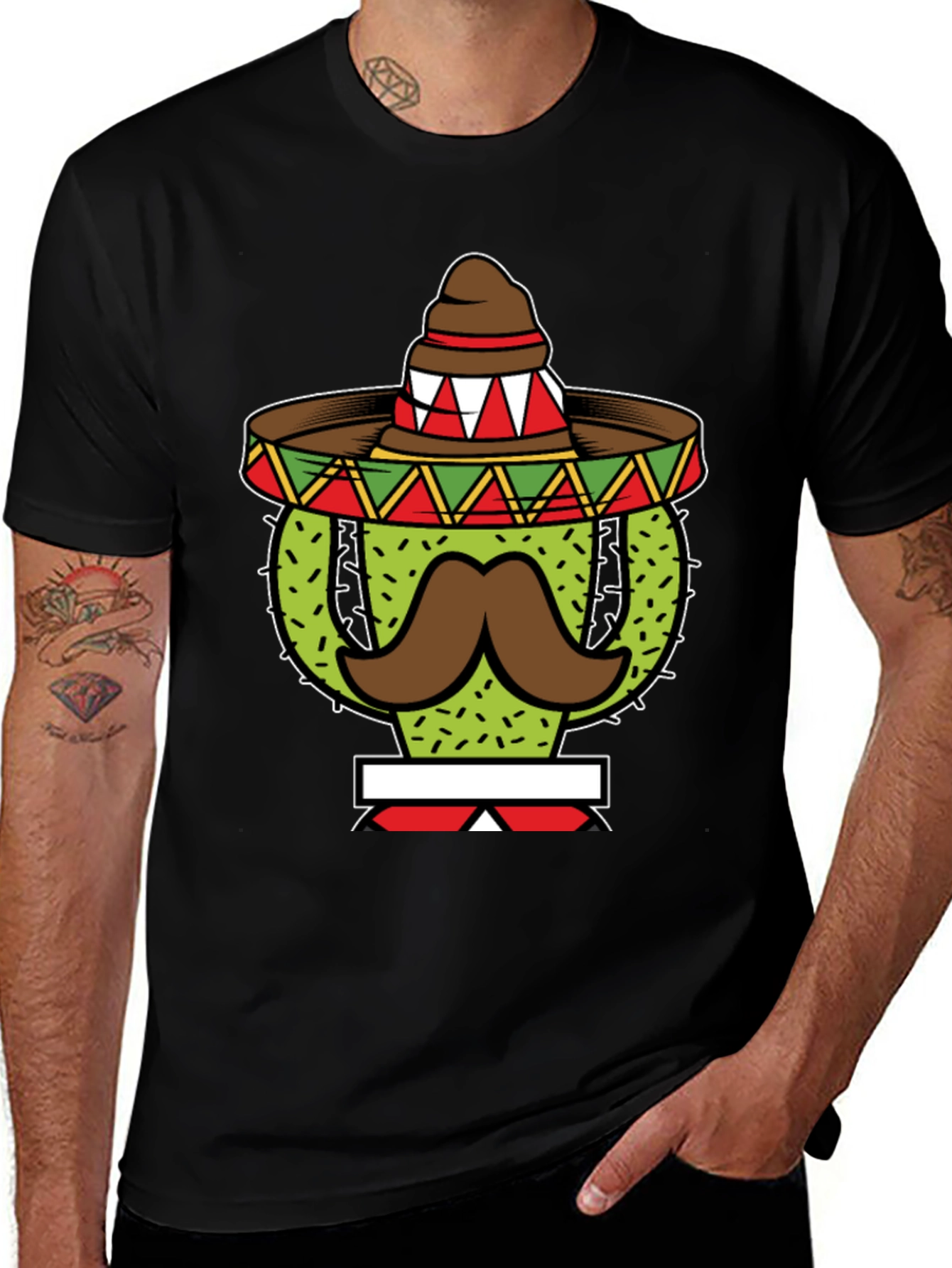Cactus Sombrero Mustache Graphic Tee