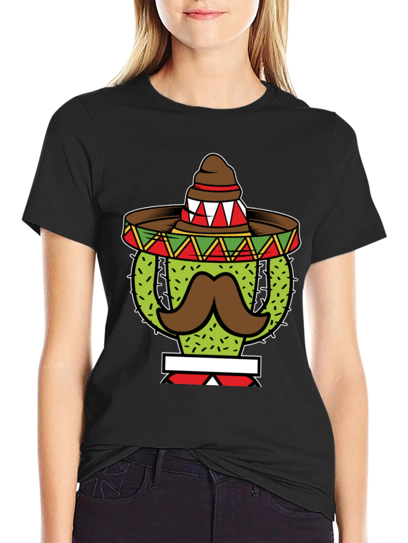 Cactus Sombrero Mustache Graphic Tee