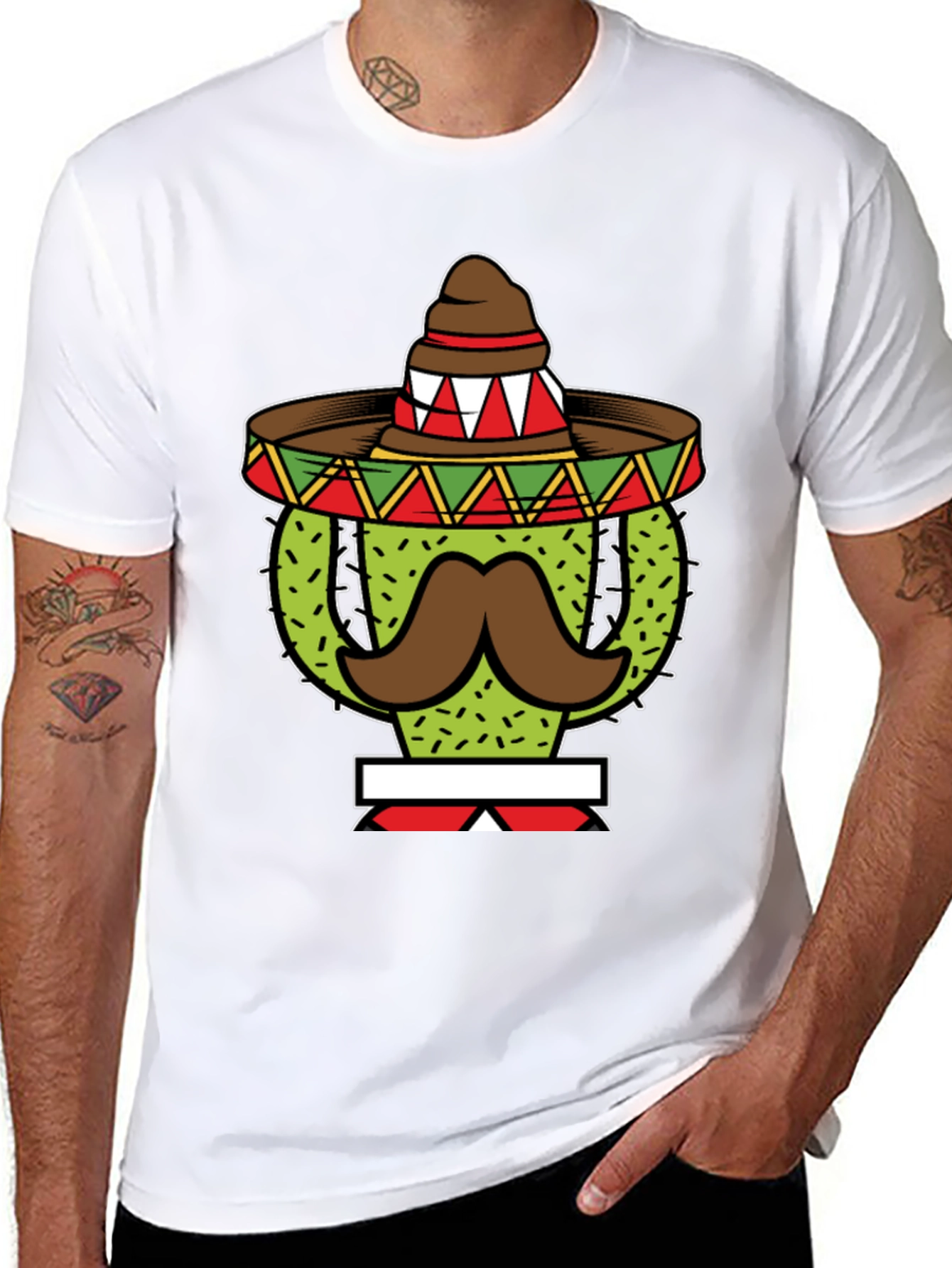 Cactus Sombrero Mustache Graphic Tee