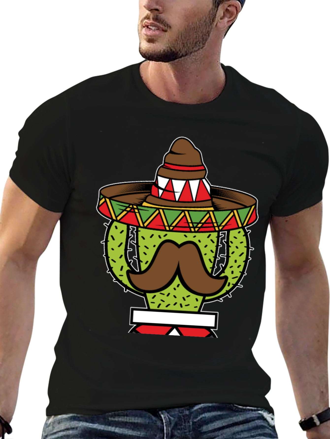 Cactus Sombrero Mustache Graphic Tee