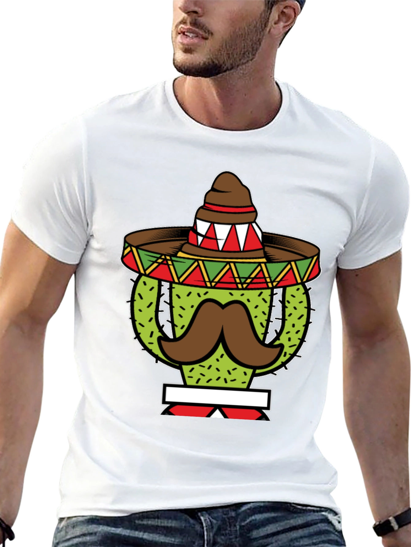 Cactus Sombrero Mustache Graphic Tee