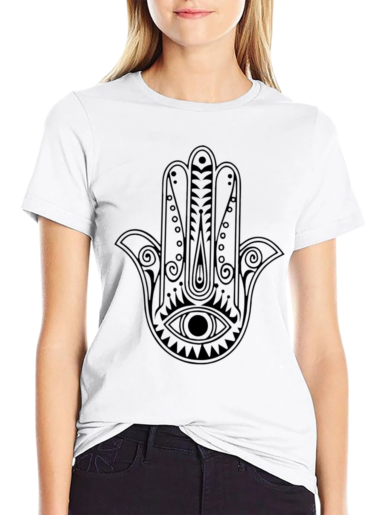 Black Hamsa Hand Graphic Tee