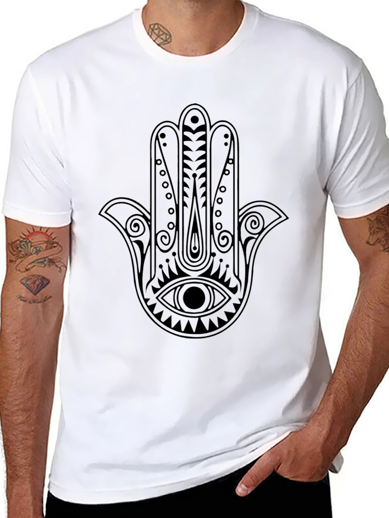 Black Hamsa Hand Graphic Tee