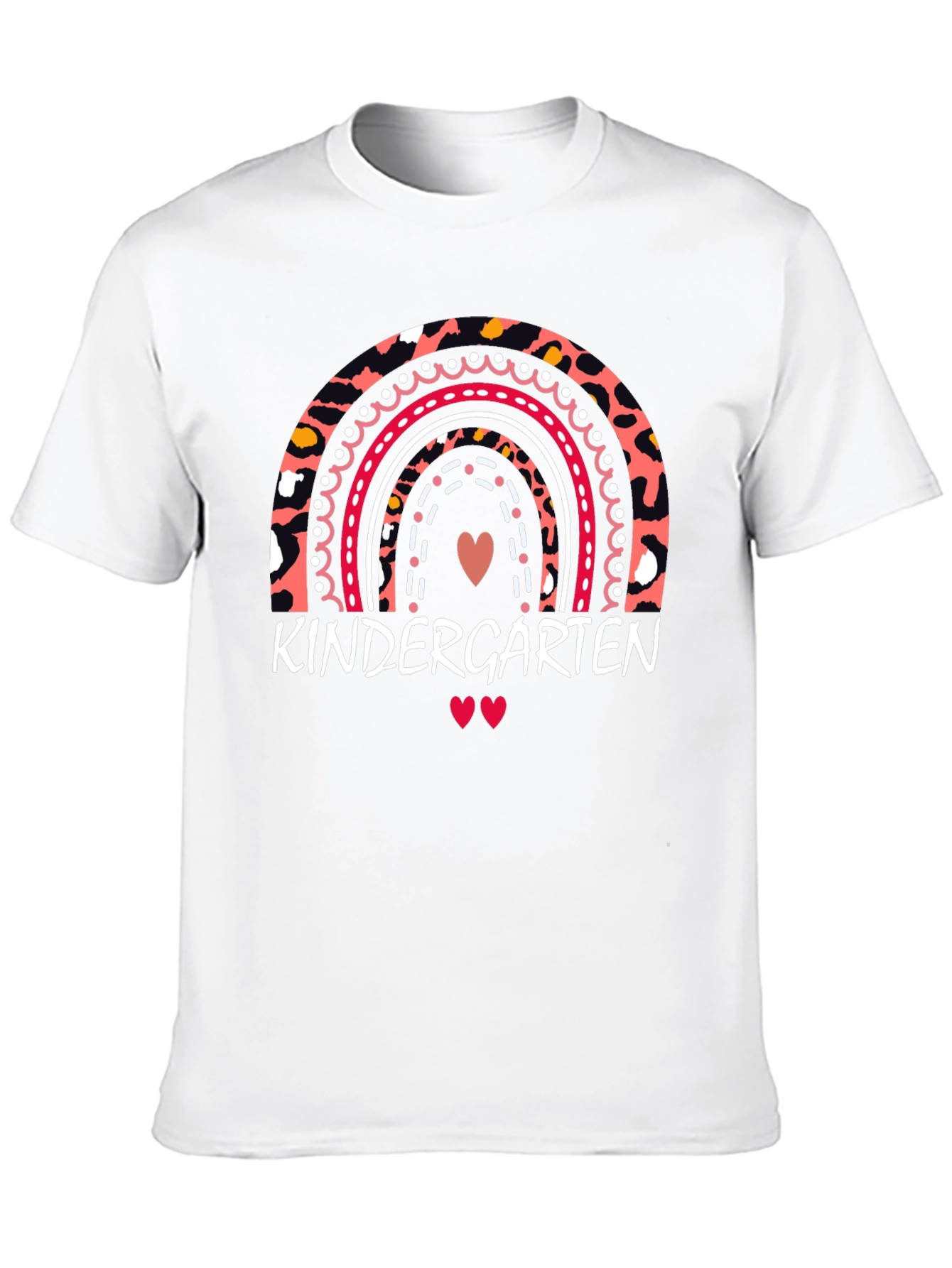 Kindergarten Rainbow Leopard Print Teacher T-Shirt