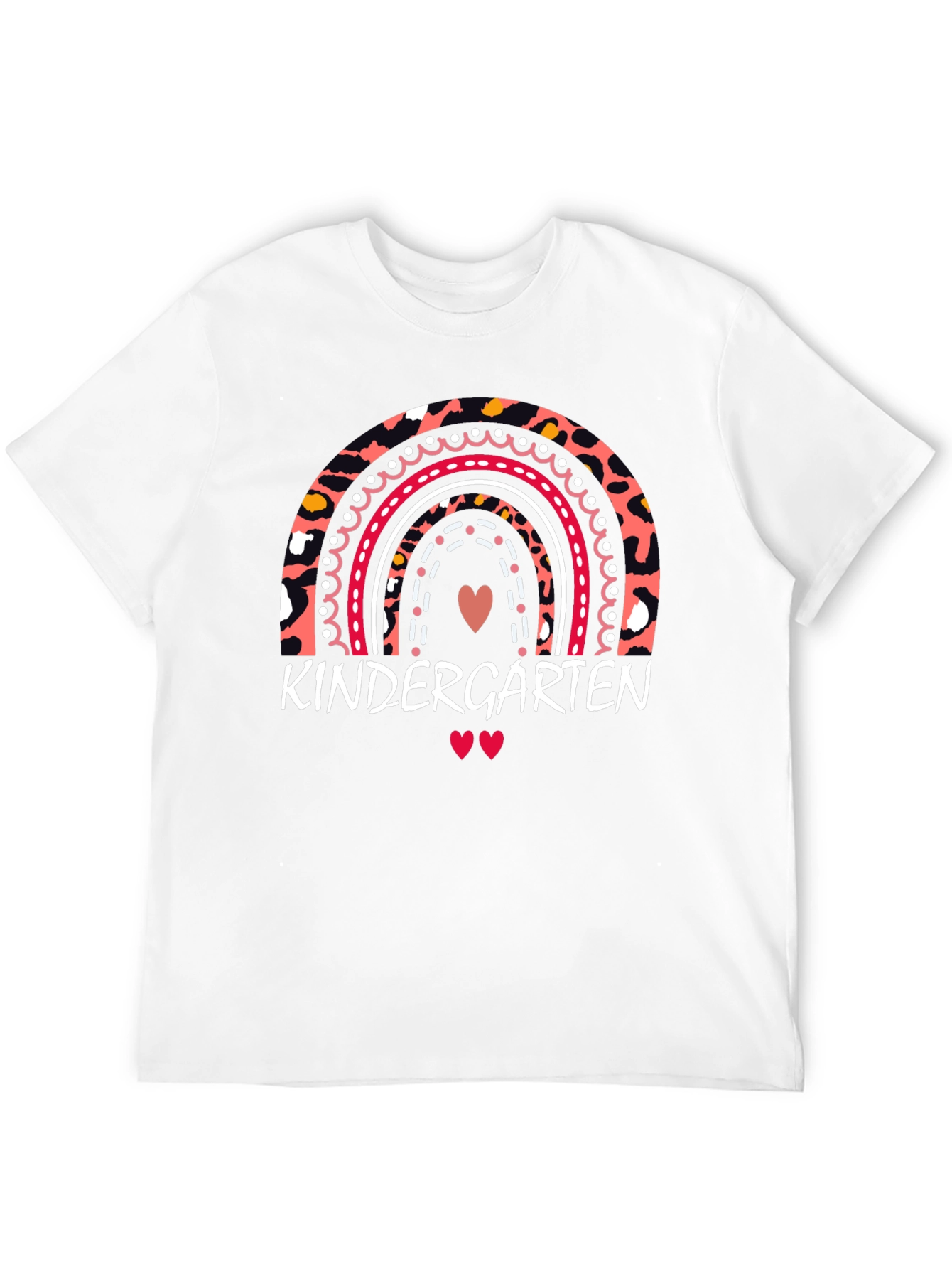 Kindergarten Rainbow Leopard Print Teacher T-Shirt