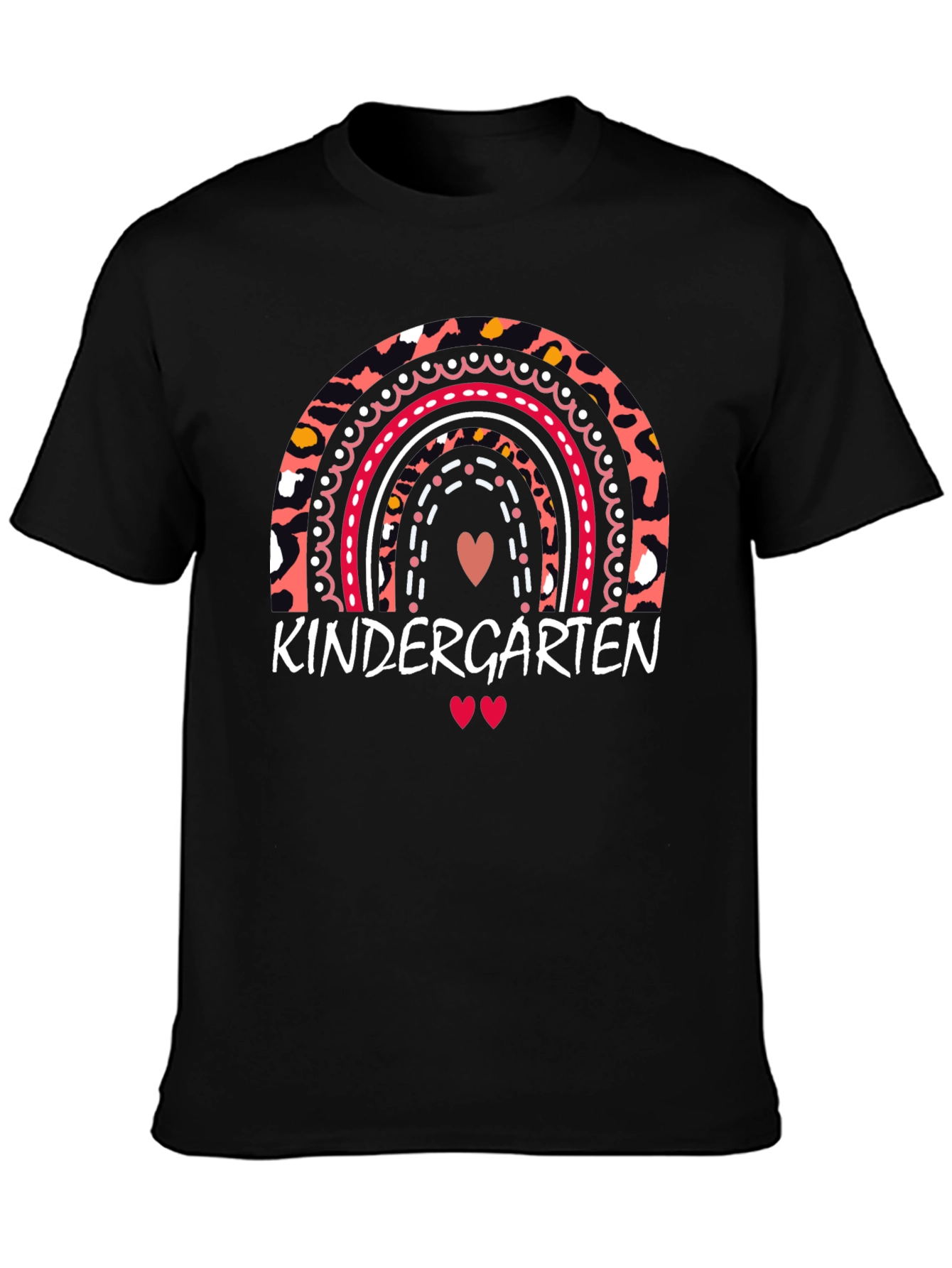 Kindergarten Rainbow Leopard Print Teacher T-Shirt