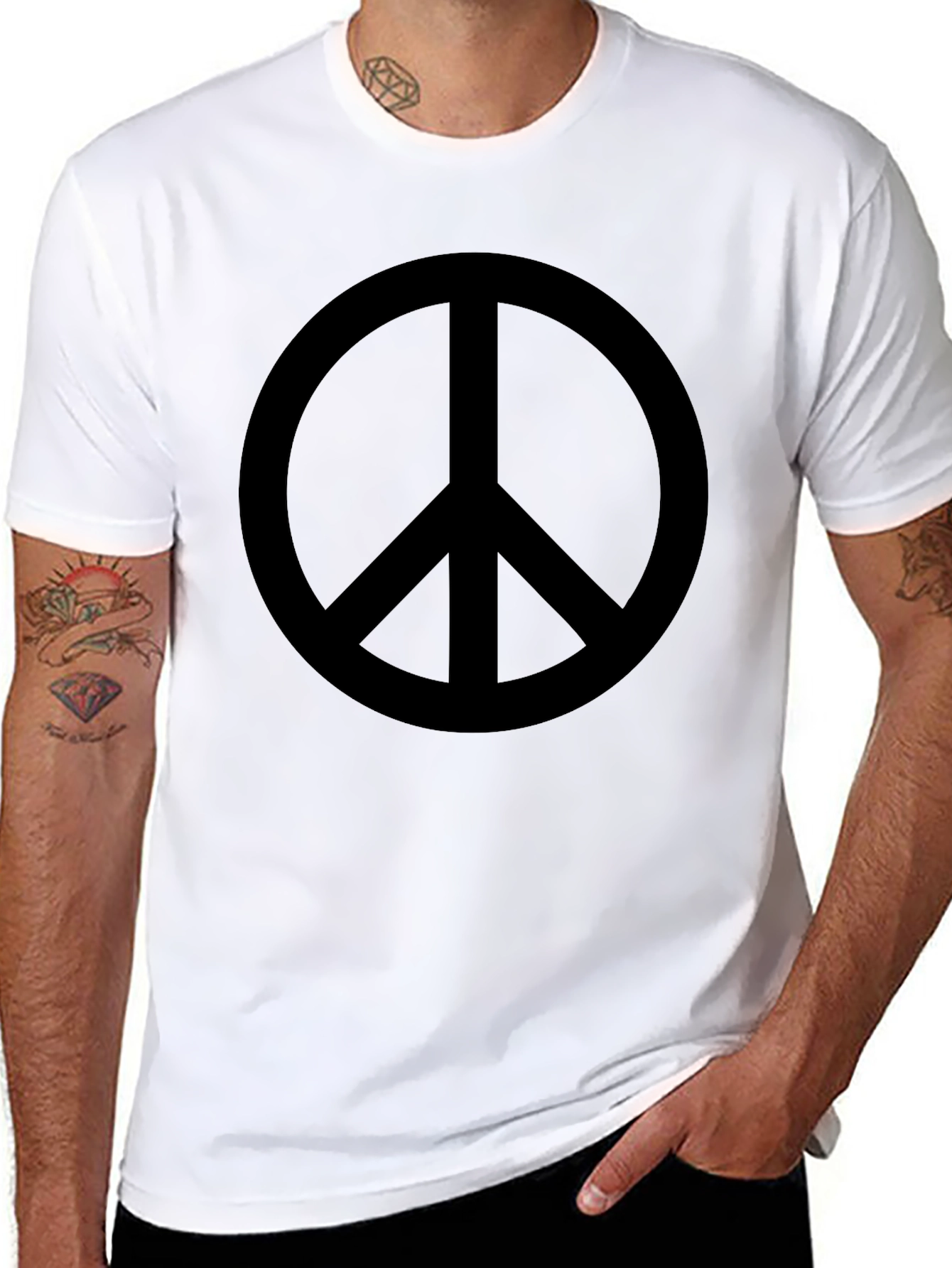 Peace Symbol Graphic Tee - Black