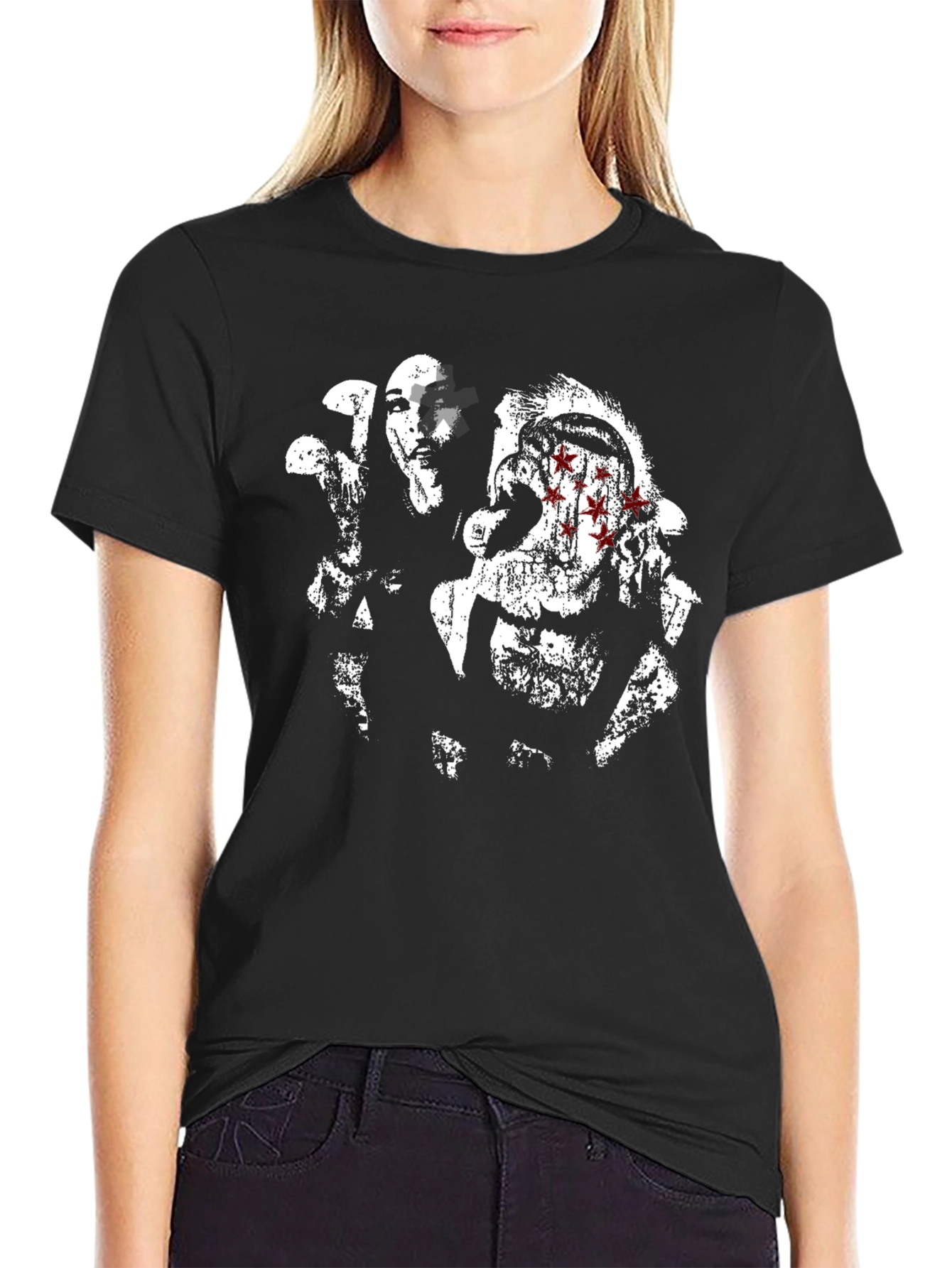 Distressed Graphic Tee - Horror Style