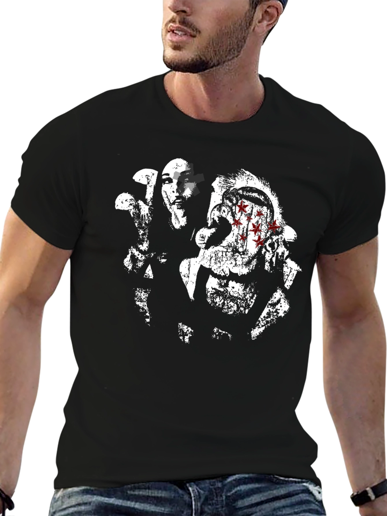 Distressed Graphic Tee - Horror Style