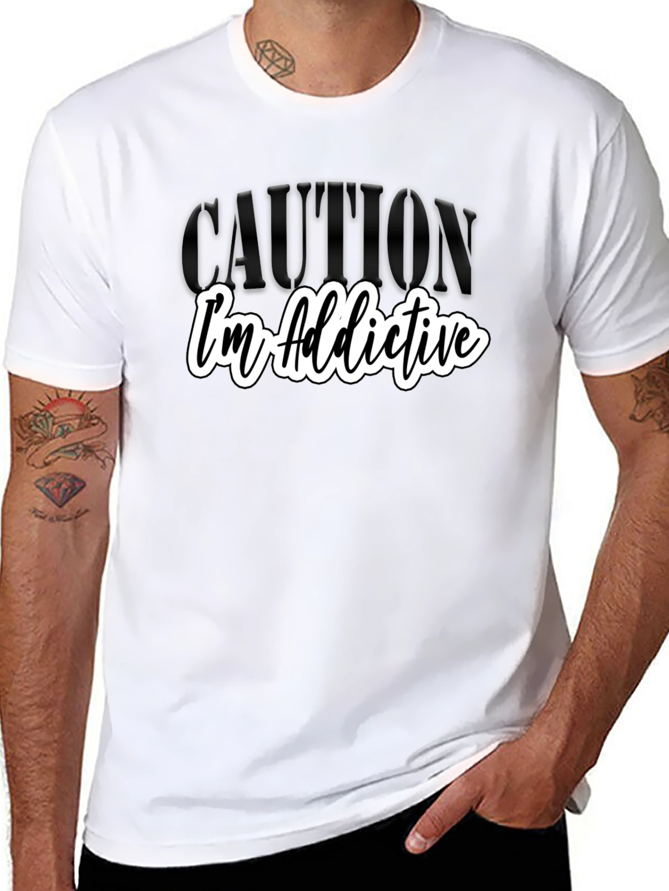 Caution: Im Addictive - Graphic Tee