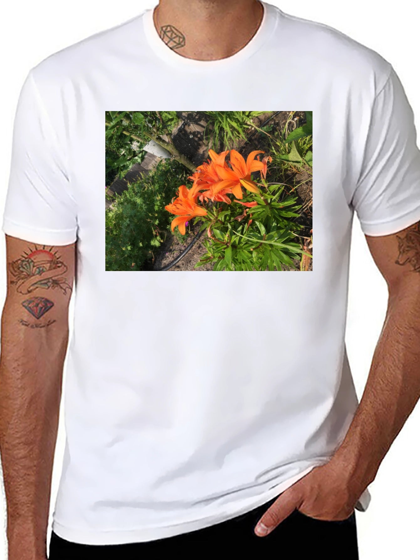 Orange Lily Garden T-Shirt - Nature Inspired Tee