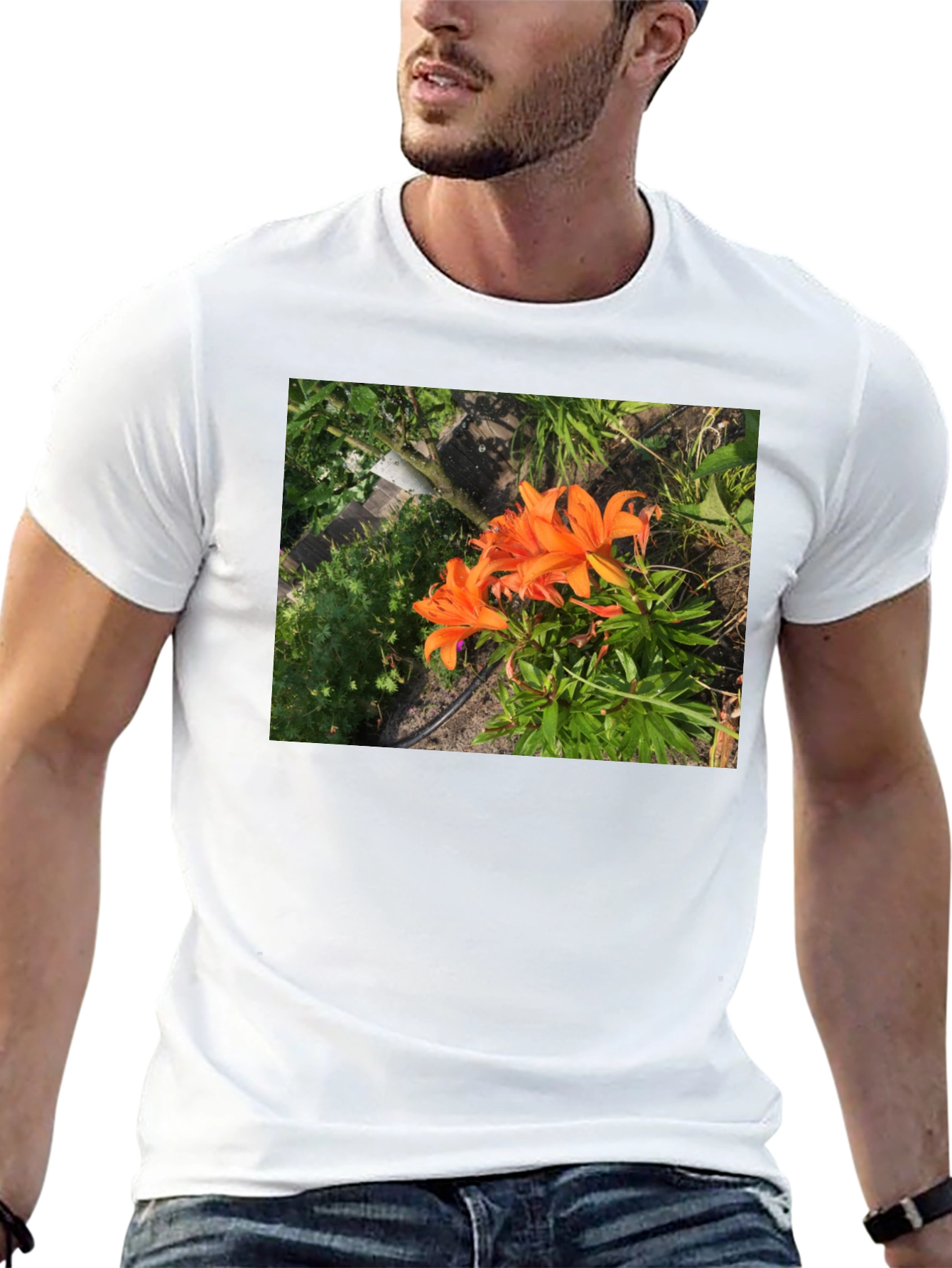 Orange Lily Garden T-Shirt - Nature Inspired Tee