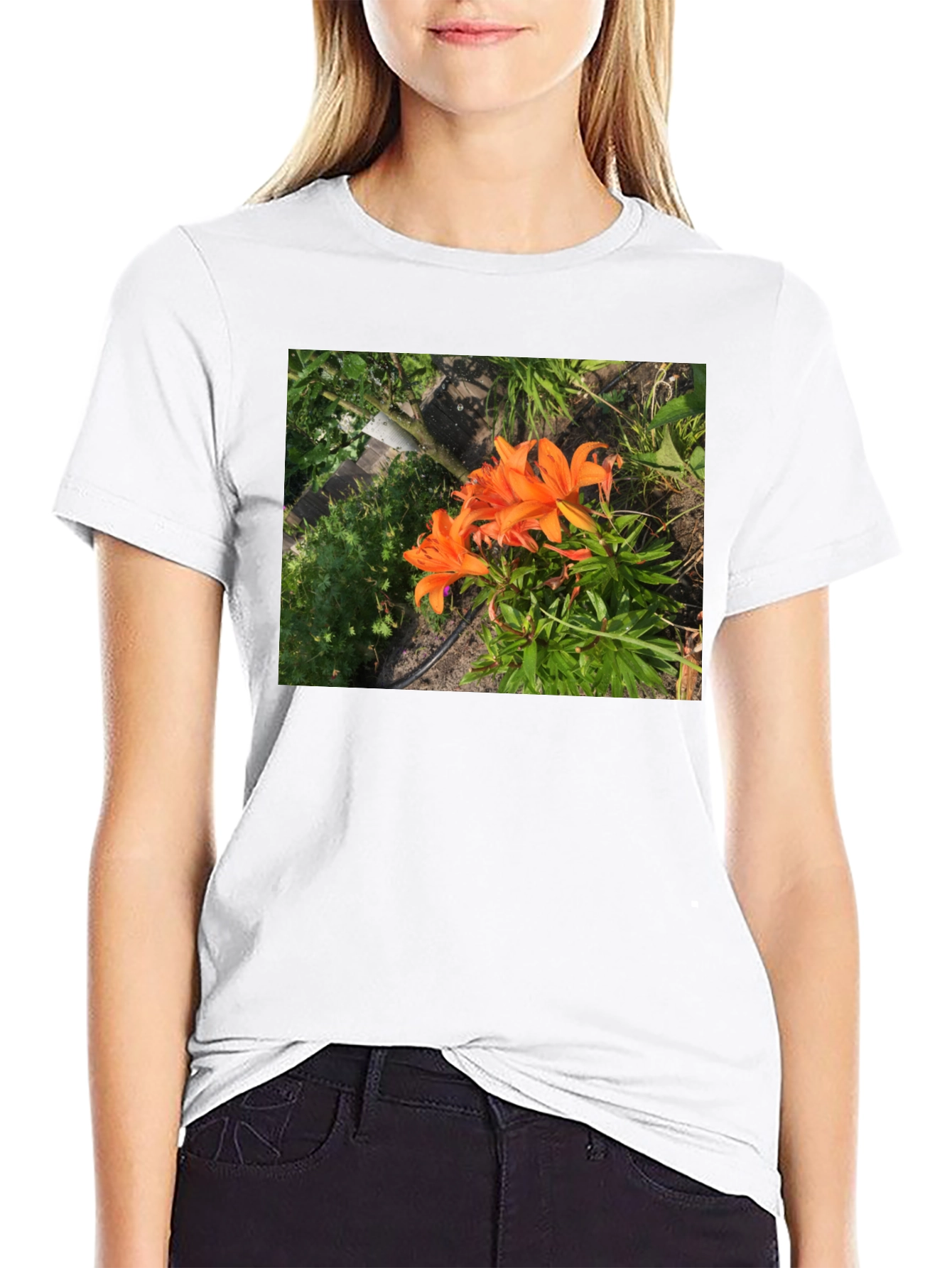 Orange Lily Garden T-Shirt - Nature Inspired Tee