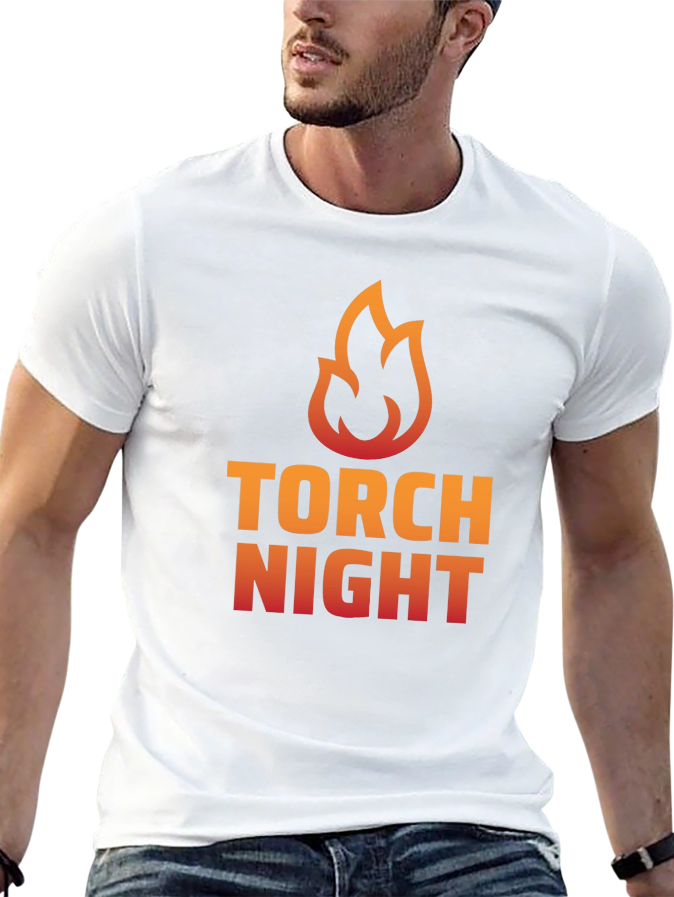 Torch Night Graphic Tee - Bold Flame Design