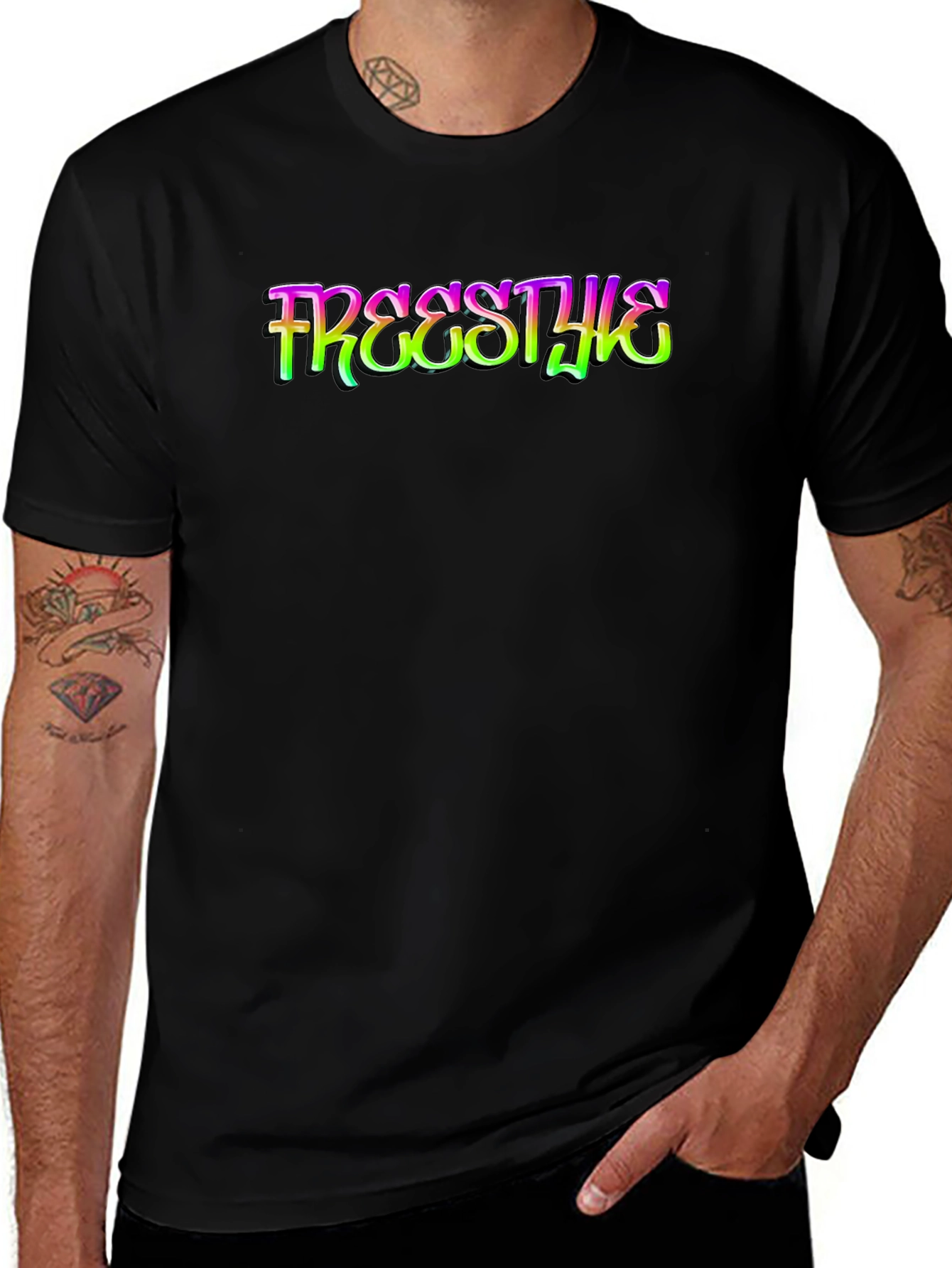 Freestyle Graphic Print Black T-Shirt