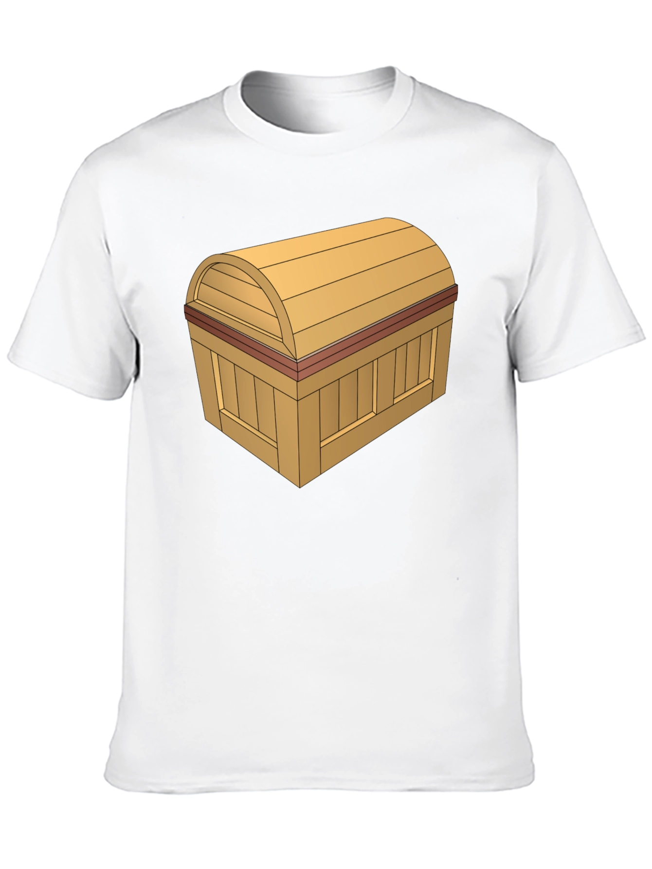 Cartoon Treasure Chest Graphic Tee - Black Cotton T-Shirt