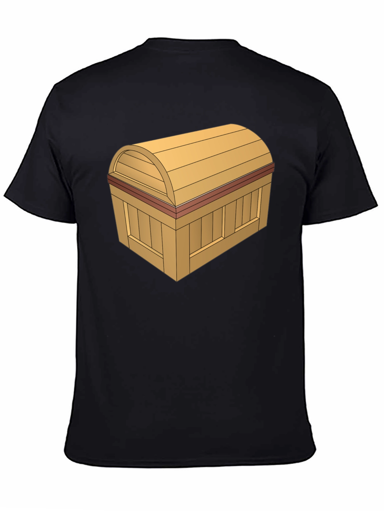 Cartoon Treasure Chest Graphic Tee - Black Cotton T-Shirt