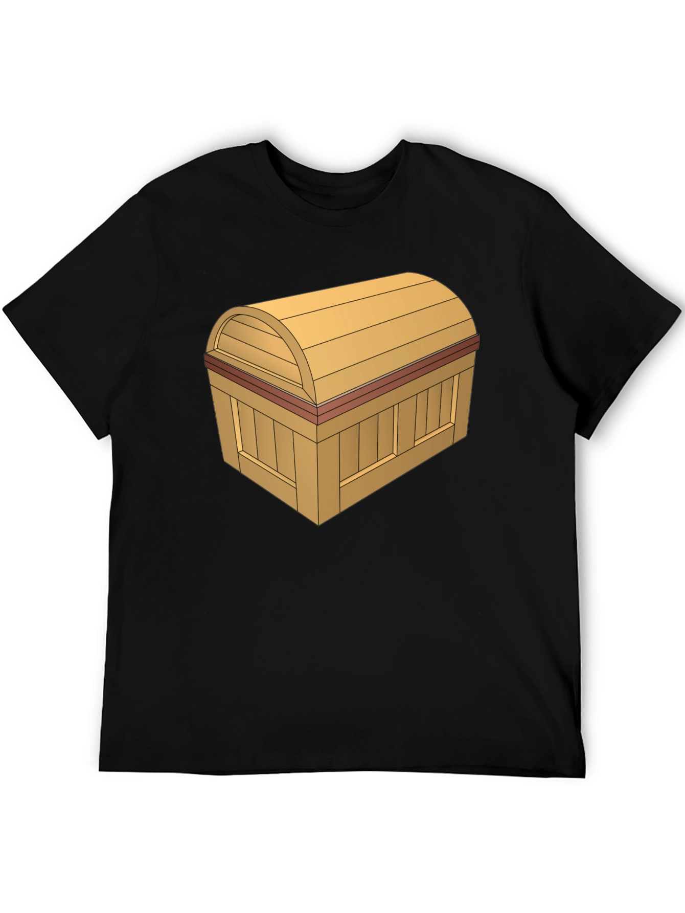Cartoon Treasure Chest Graphic Tee - Black Cotton T-Shirt