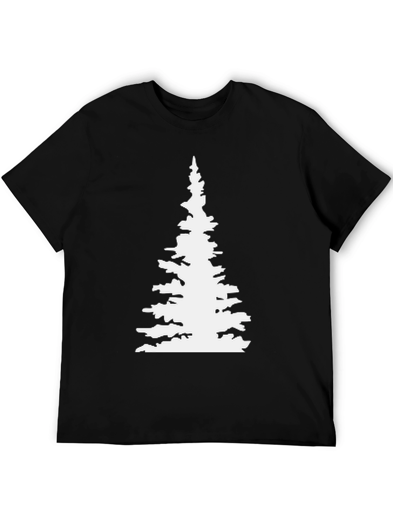 Evergreen Tree Graphic Tee - Black Cotton T-Shirt