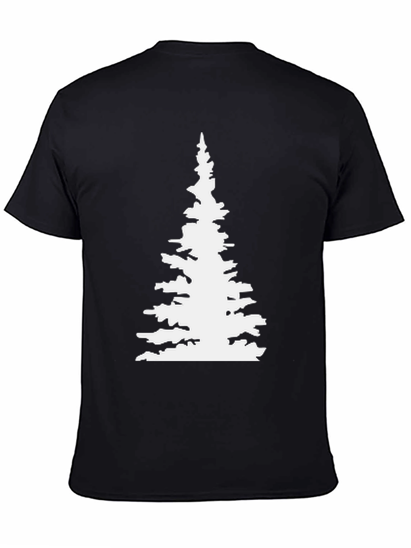 Evergreen Tree Graphic Tee - Black Cotton T-Shirt