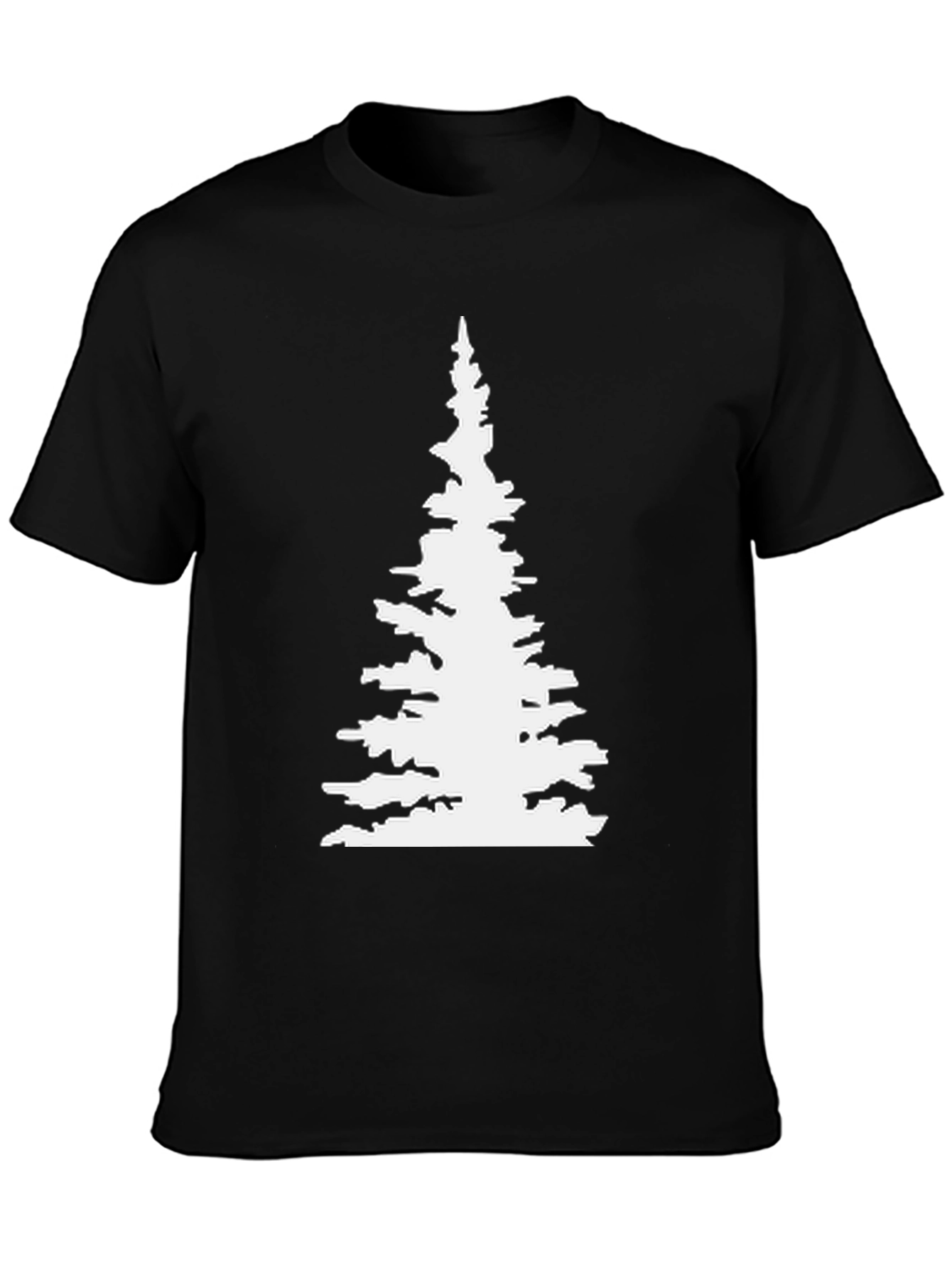 Evergreen Tree Graphic Tee - Black Cotton T-Shirt