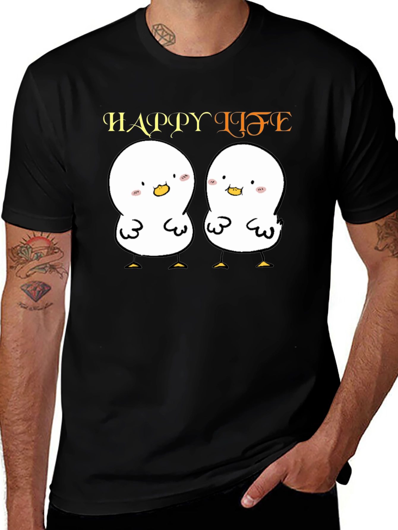 Cute Cartoon Chicks Happy Life Graphic T-Shirt