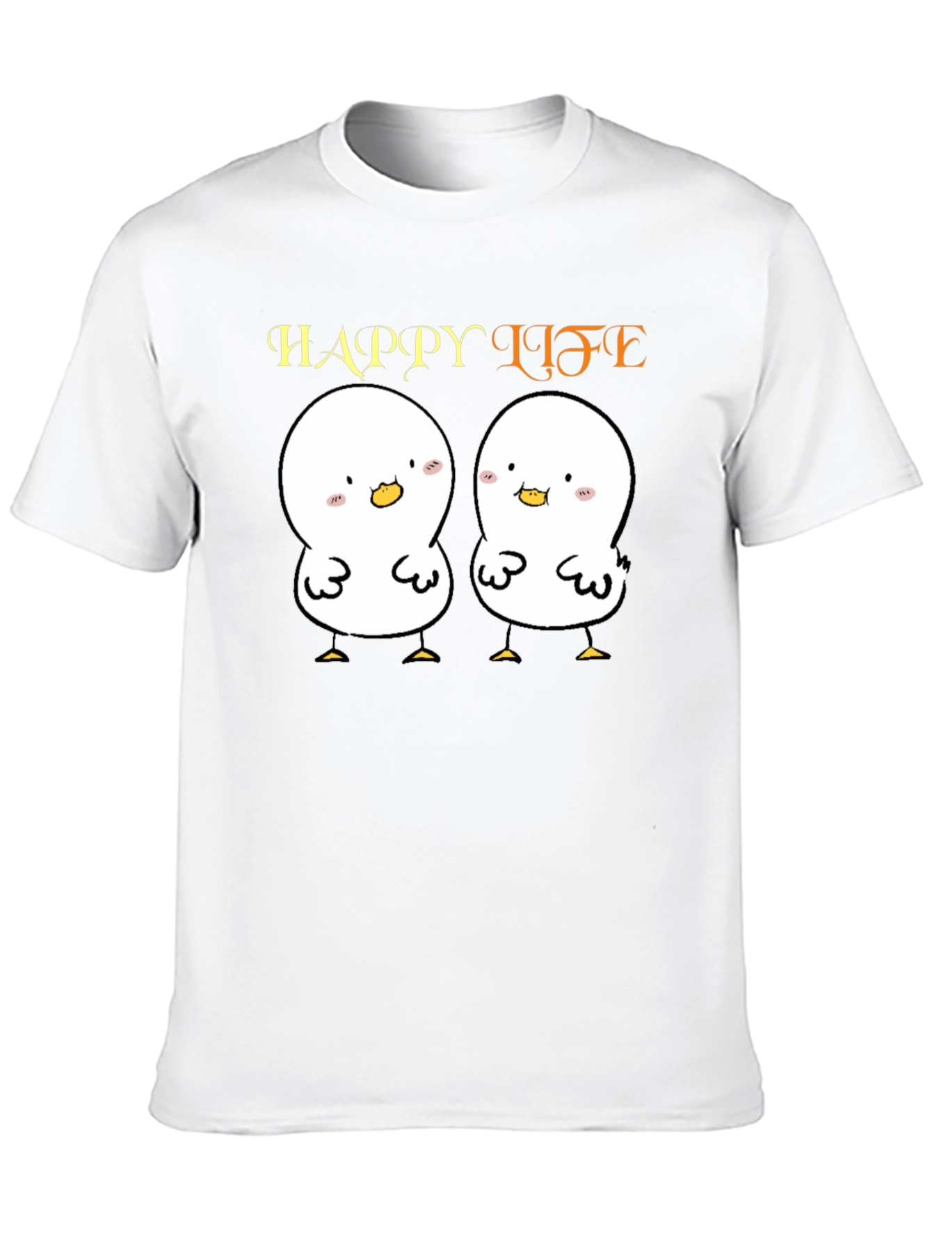 Cute Cartoon Chicks Happy Life Graphic T-Shirt